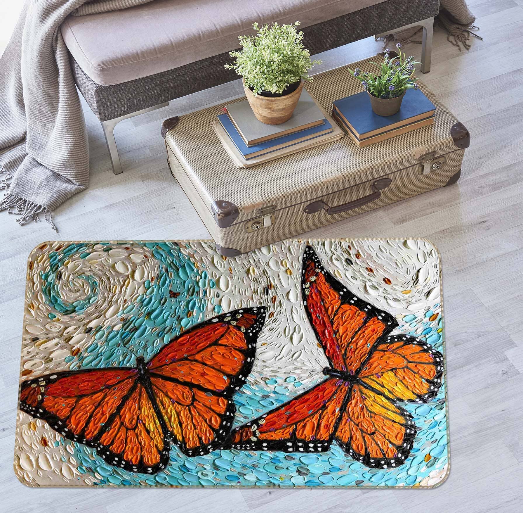 3D Butterfly Fly 1021 Dena Tollefson Rug Non Slip Rug Mat Mat AJ Creativity Home 