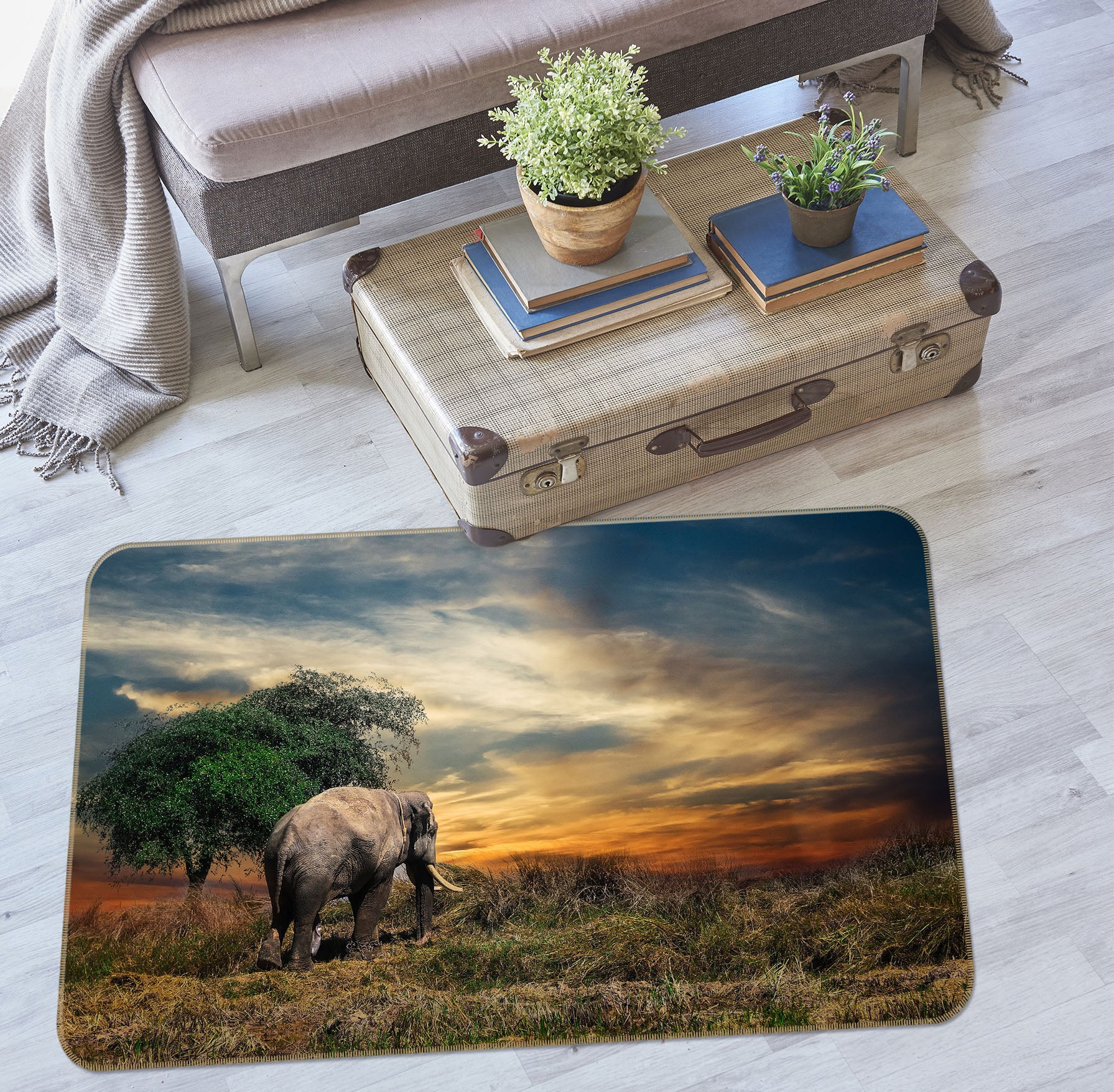 3D Elephant 36125 Non Slip Rug Mat
