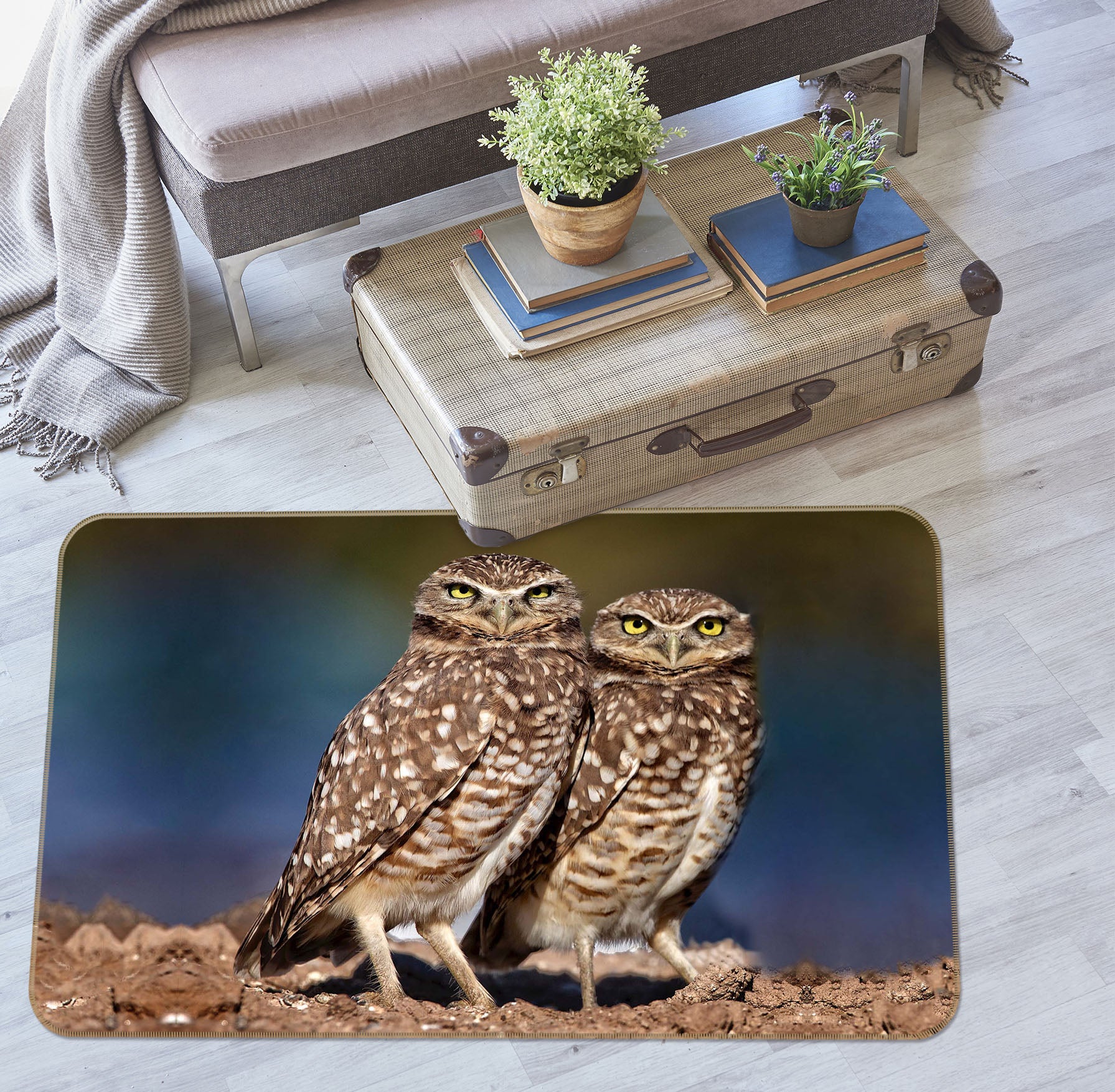 3D Burrowing Owl Buddies 84057 Kathy Barefield Rug Non Slip Rug Mat