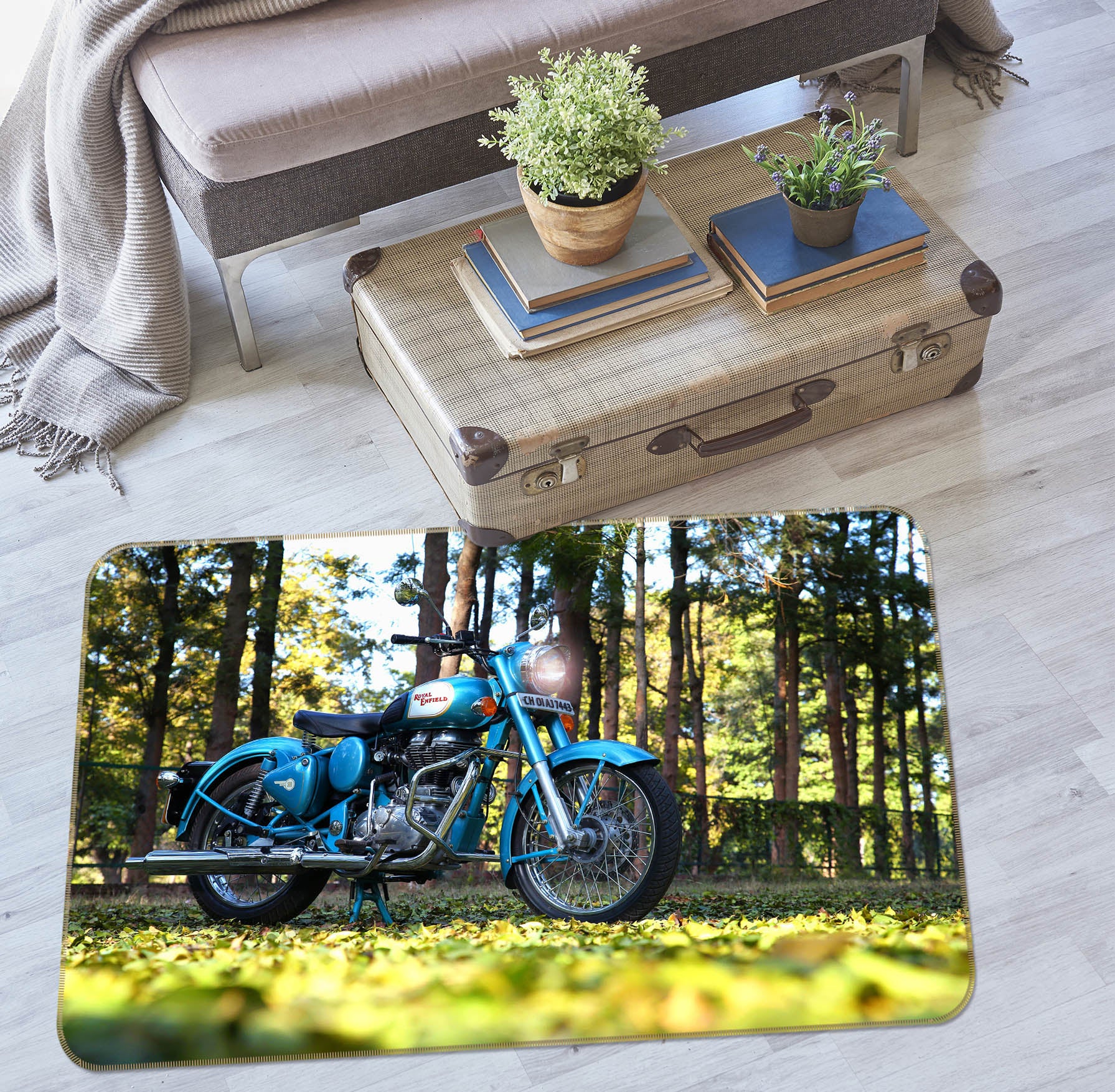 3D Forest Bicycle 68064 Vehicle Non Slip Rug Mat