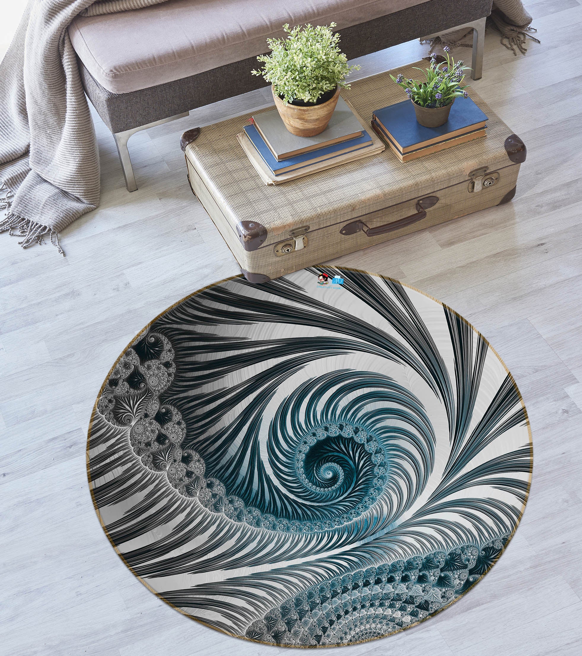 3D Whirlpool Pattern 83083 Andrea haase Rug Round Non Slip Rug Mat