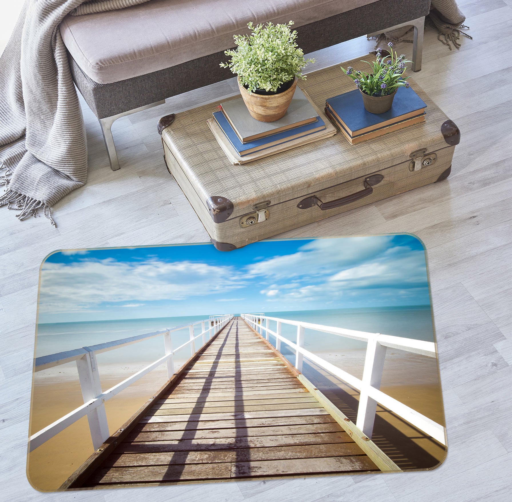3D Wooden Bridge 77079 Non Slip Rug Mat