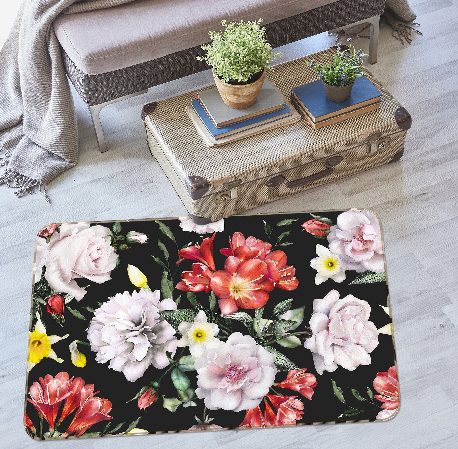 3D Flowers 37064 Non Slip Rug Mat