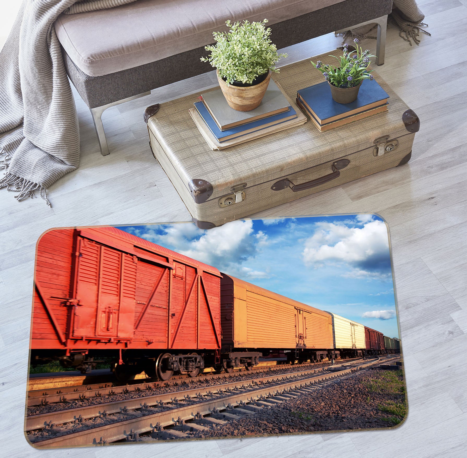 3D Freight Train 68089 Vehicle Non Slip Rug Mat