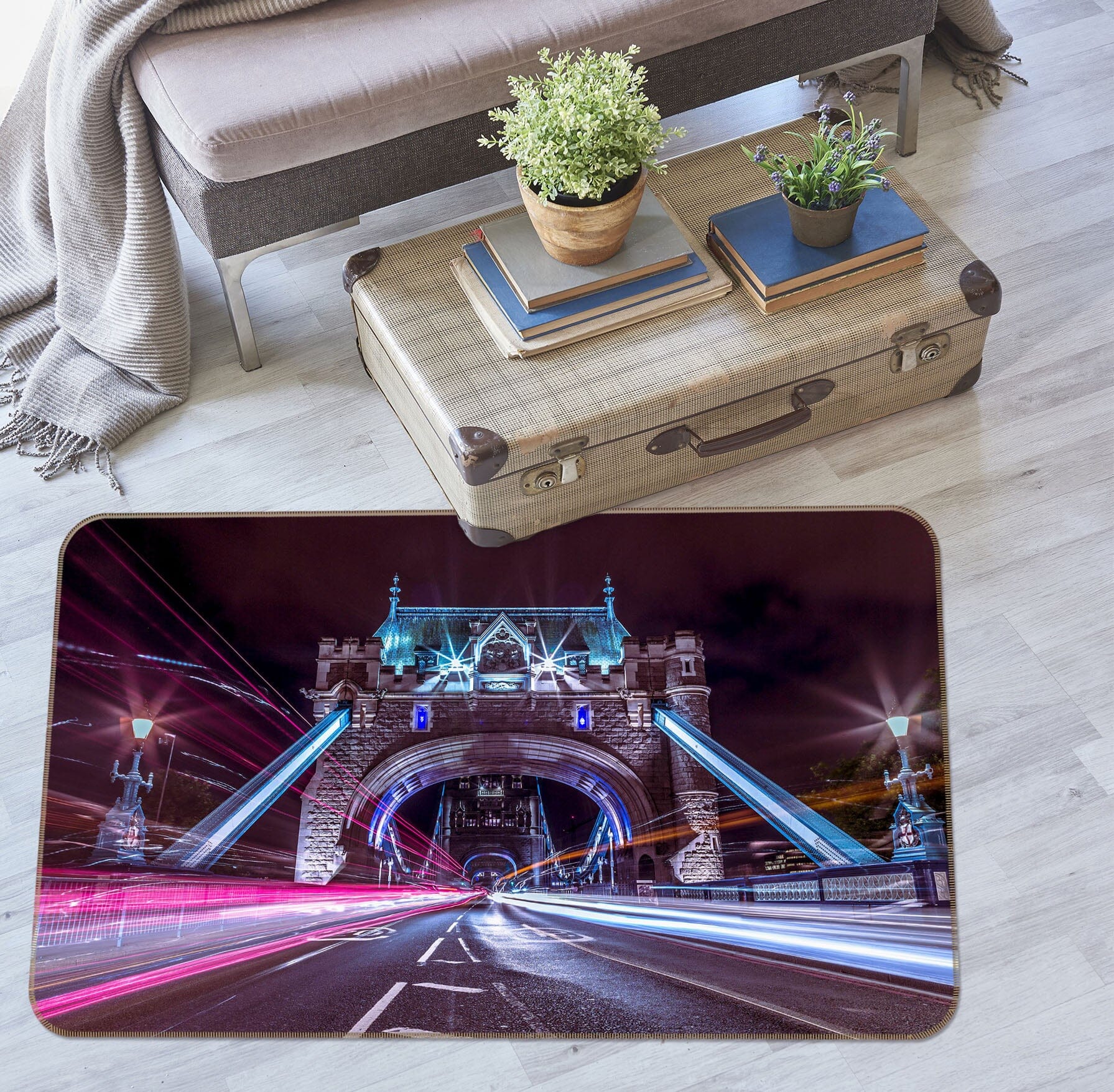 3D Bridge Lights 3015 Assaf Frank Rug Non Slip Rug Mat Mat AJ Creativity Home 