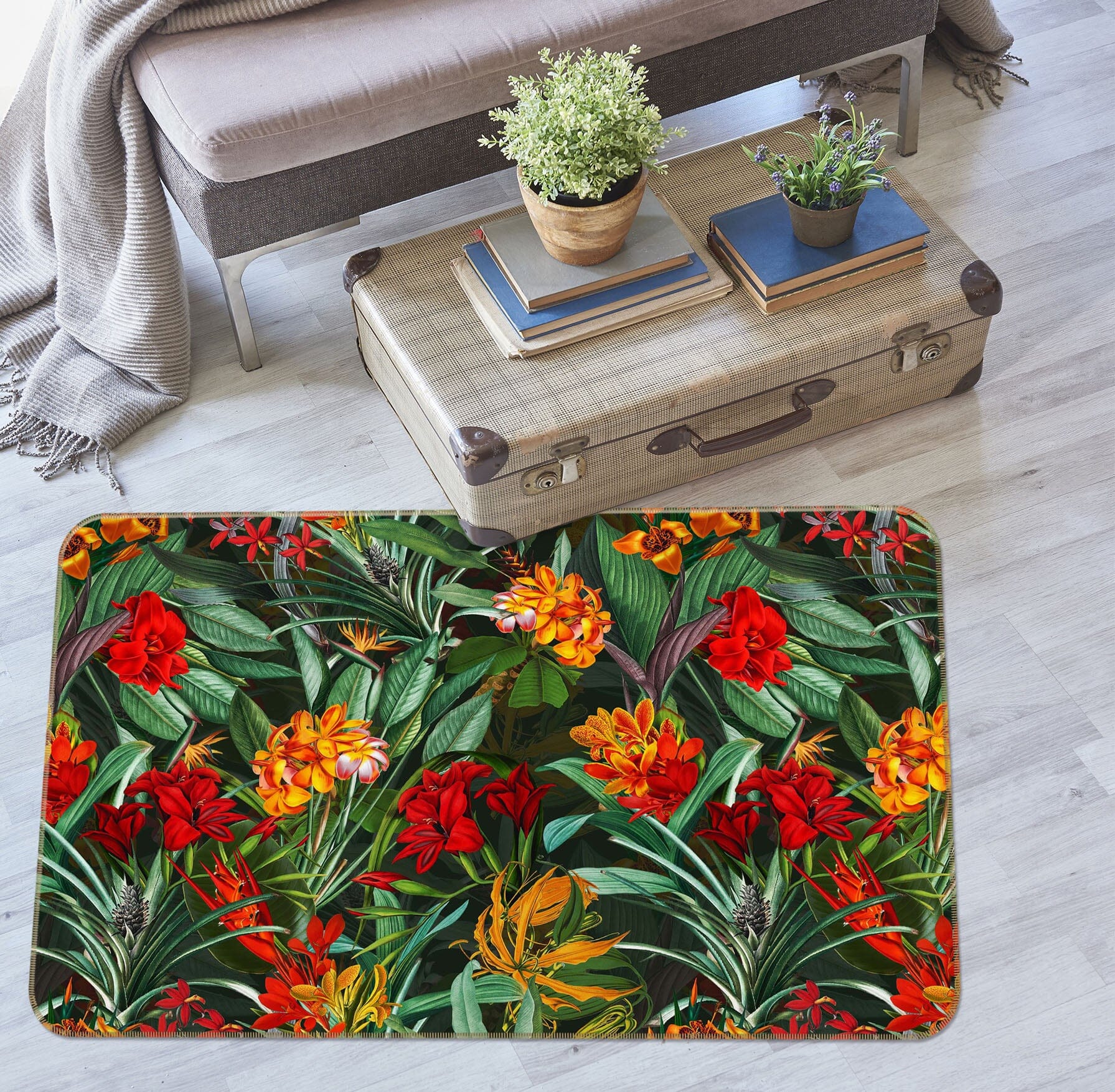 3D Red Wild Flower 115 Uta Naumann Rug Non Slip Rug Mat Mat AJ Creativity Home 