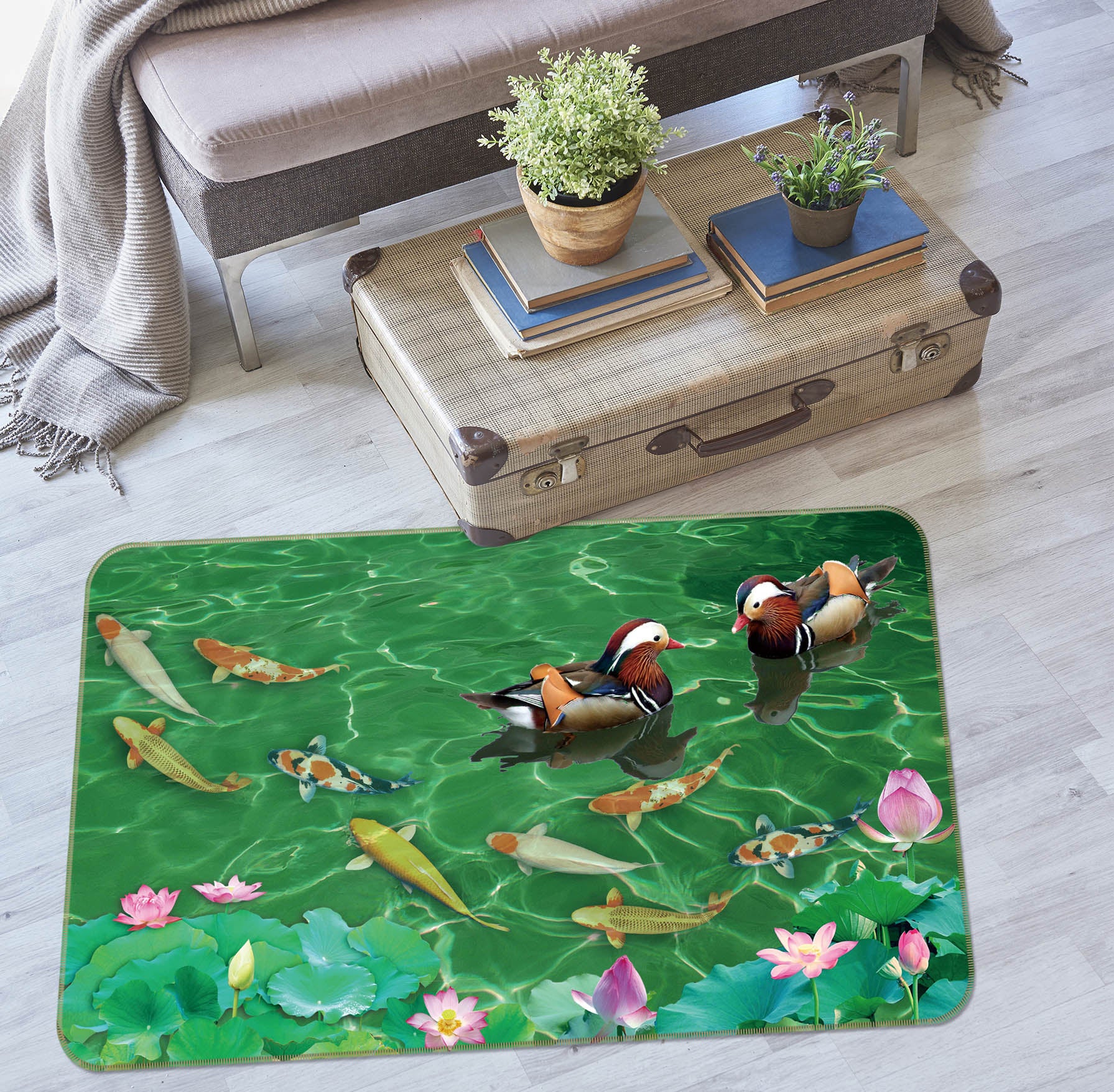 3D Fish Mandarin Duck 30218 Non Slip Rug Mat