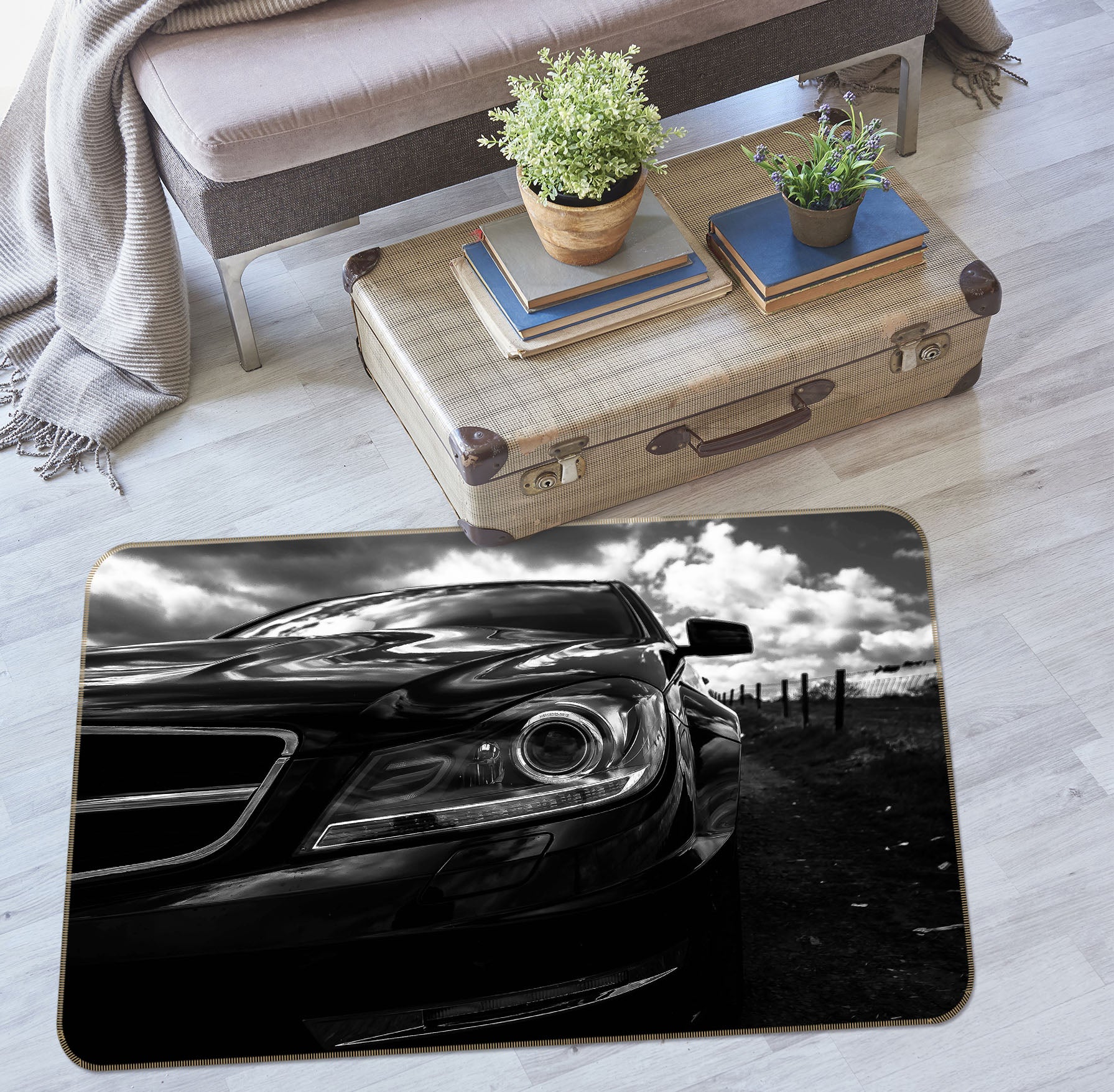 3D Black Car 68053 Vehicle Non Slip Rug Mat