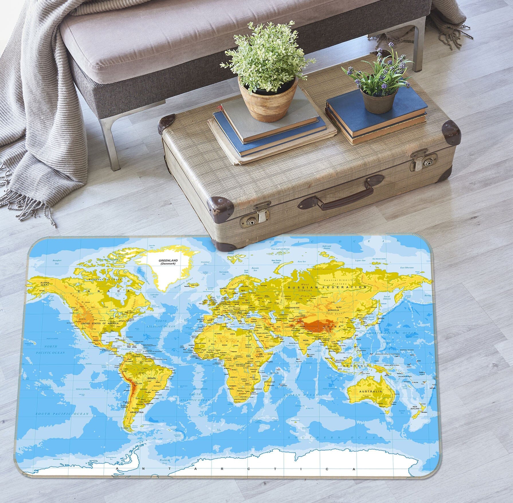 3D Green Land 291 World Map Non Slip Rug Mat Mat AJ Creativity Home 