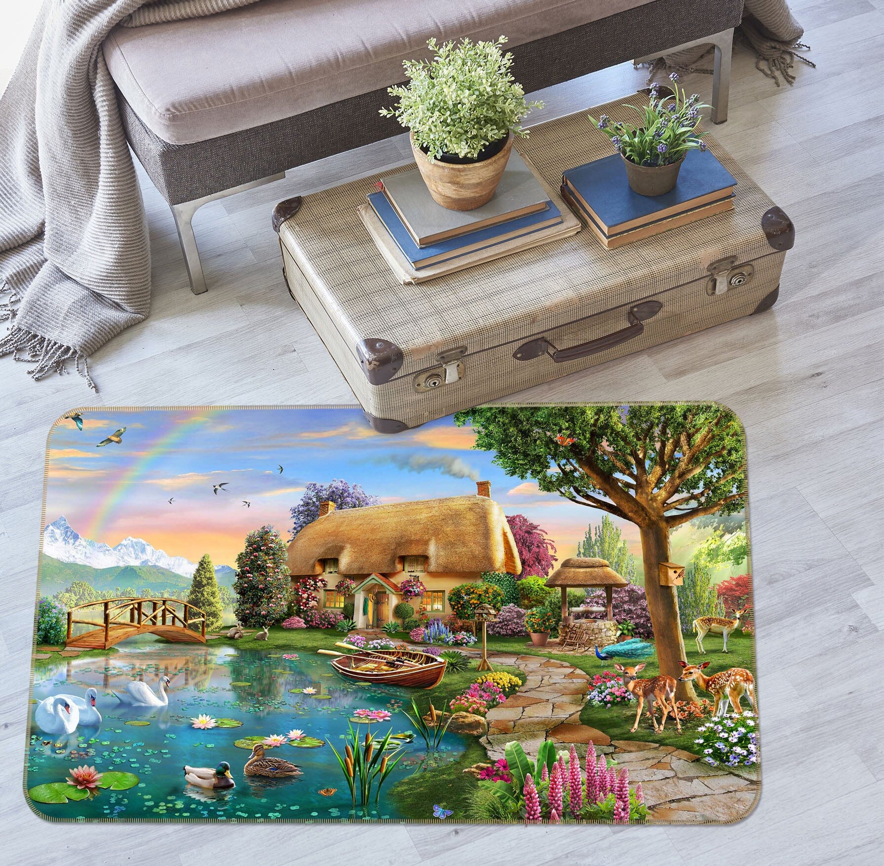3D Rural Lake 1077 Adrian Chesterman Rug Non Slip Rug Mat Mat AJ Creativity Home 
