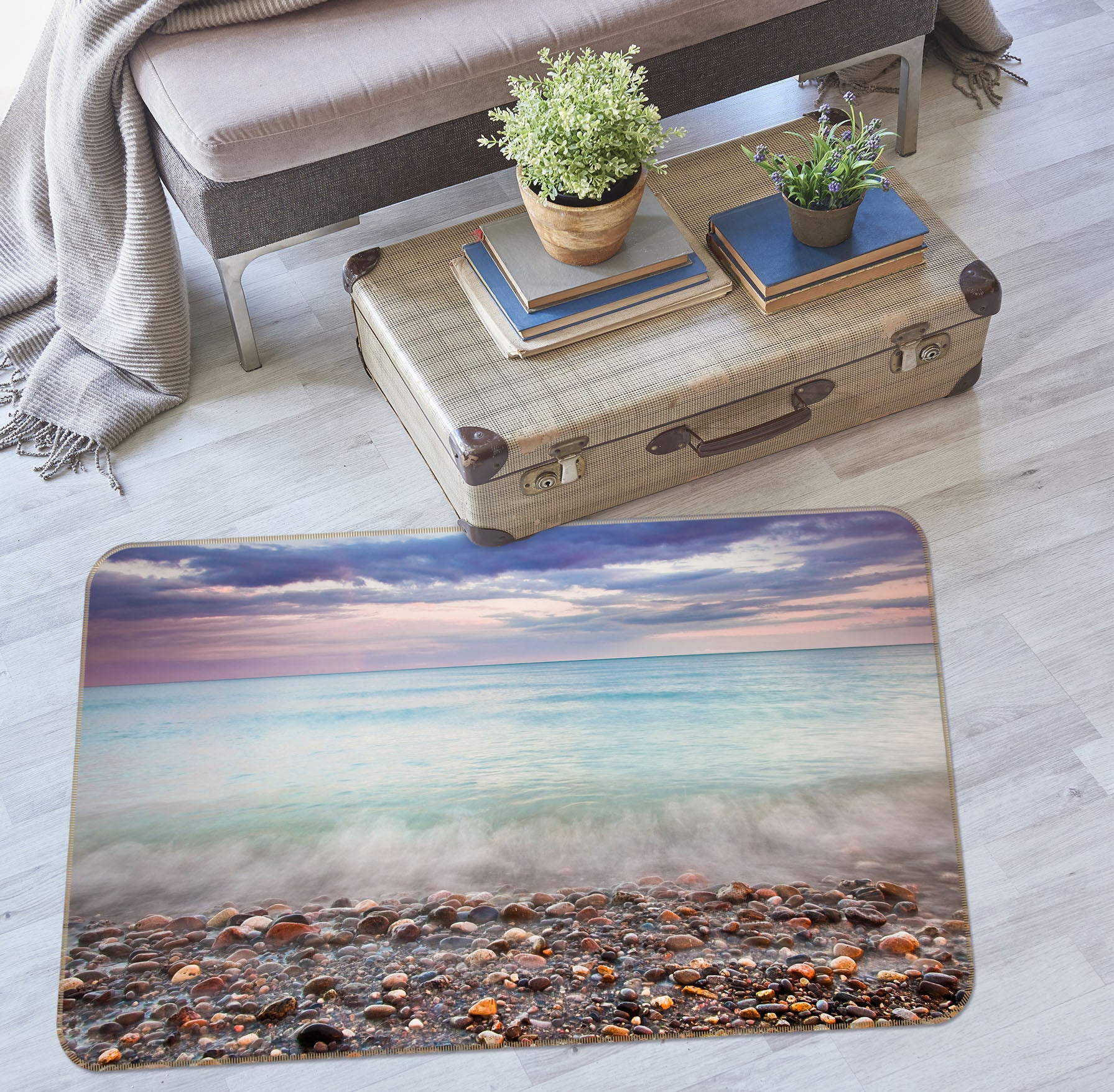 3D Seaside Stones 35140 Non Slip Rug Mat