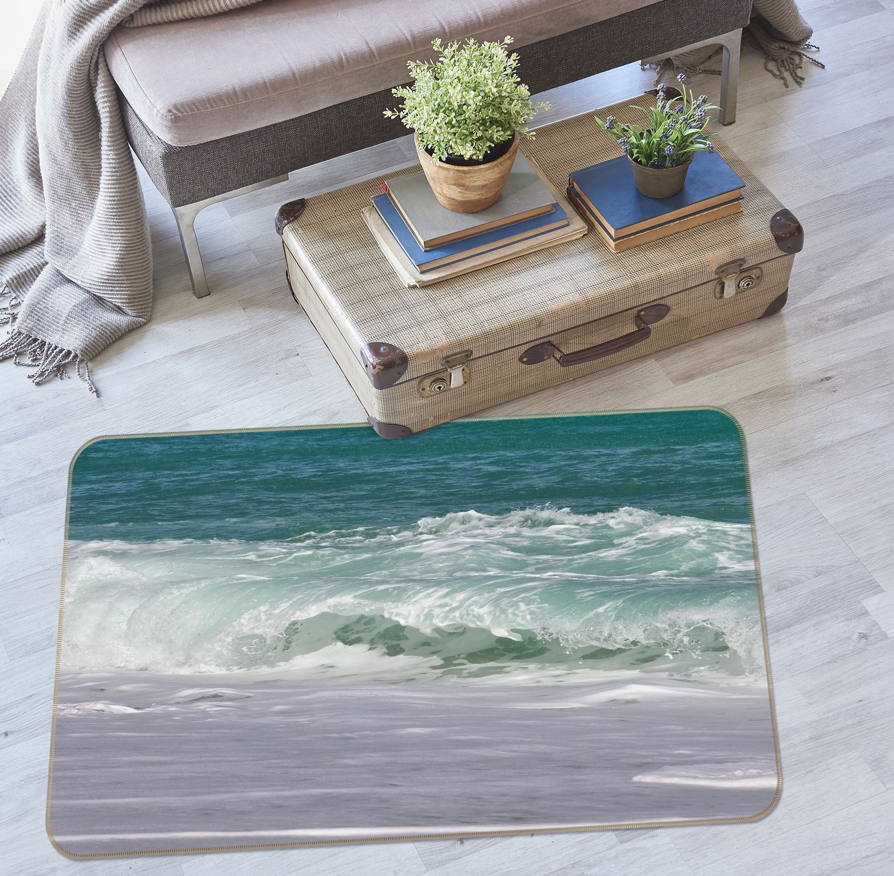3D Waves Seawater 36028 Non Slip Rug Mat