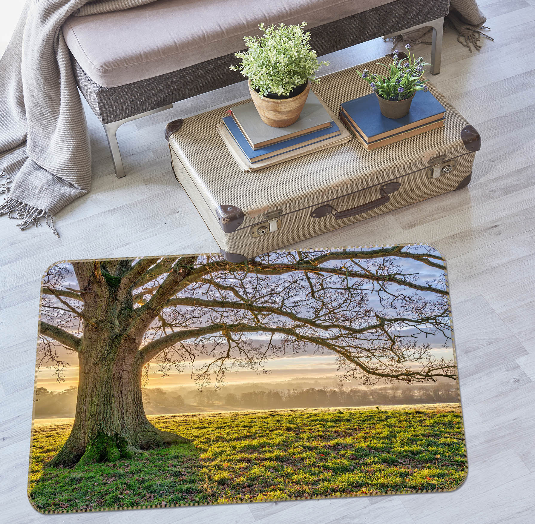 3D Prairie Mountain 169 Assaf Frank Rug Non Slip Rug Mat
