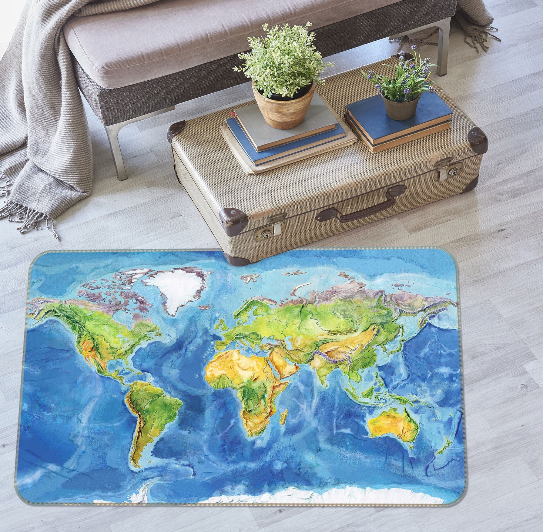 3D Blue Ocean 295 World Map Non Slip Rug Mat Mat AJ Creativity Home 
