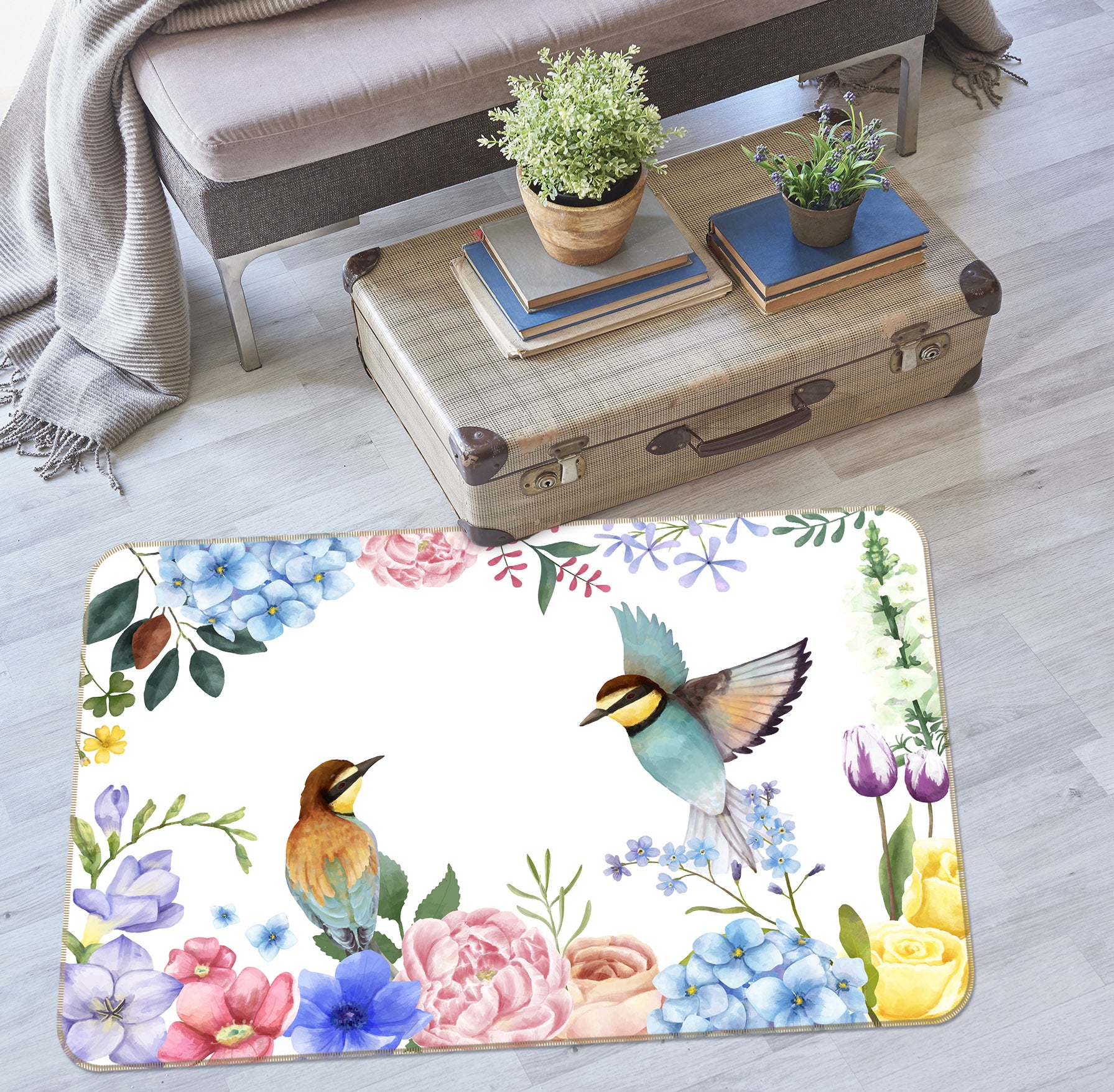 3D Flower Bird 30146 Non Slip Rug Mat