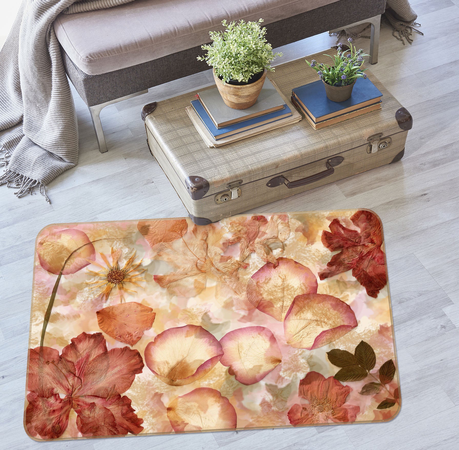 3D Flowers Petal 34119 Non Slip Rug Mat