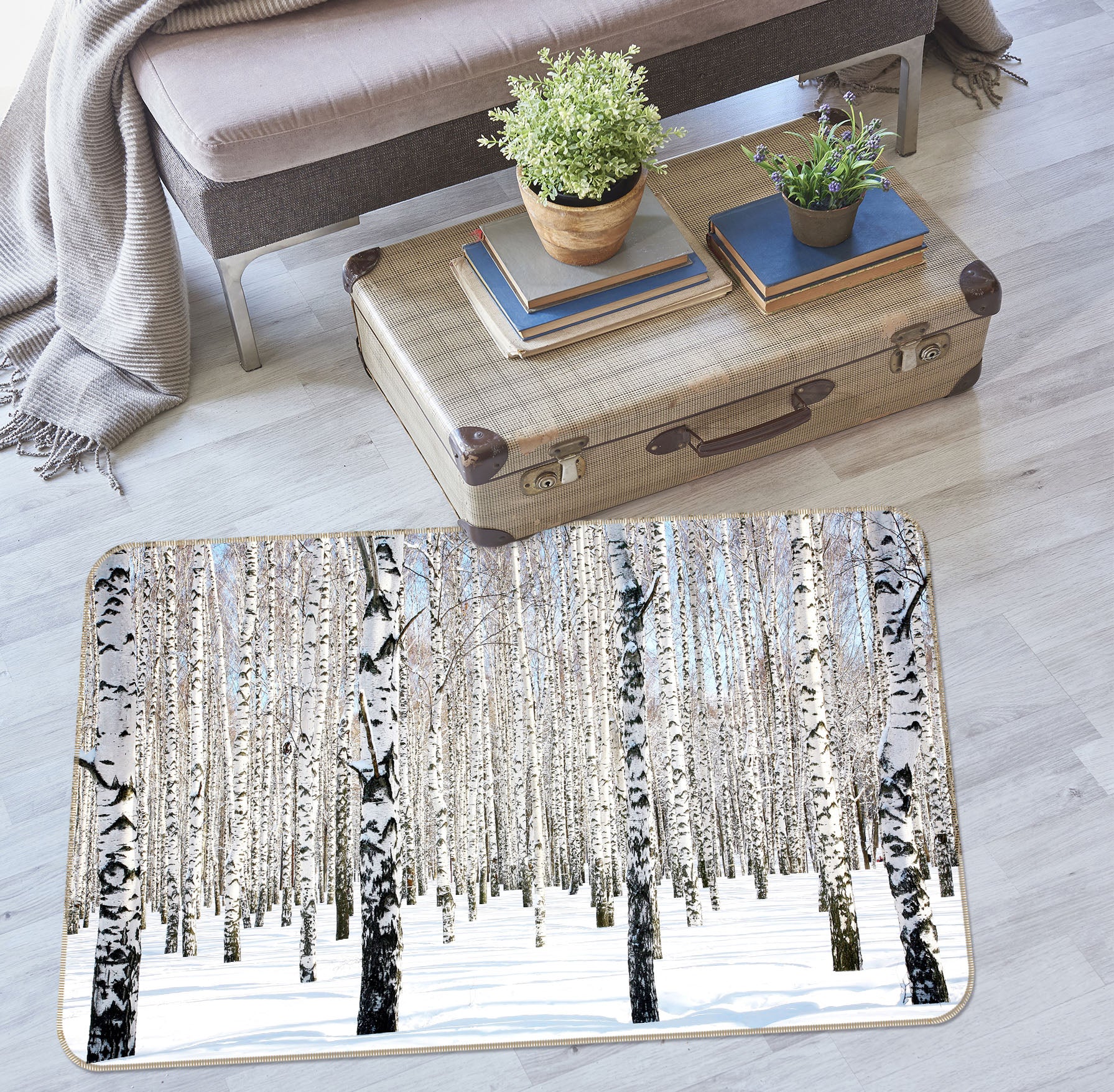 3D Snow Forest 36053 Non Slip Rug Mat