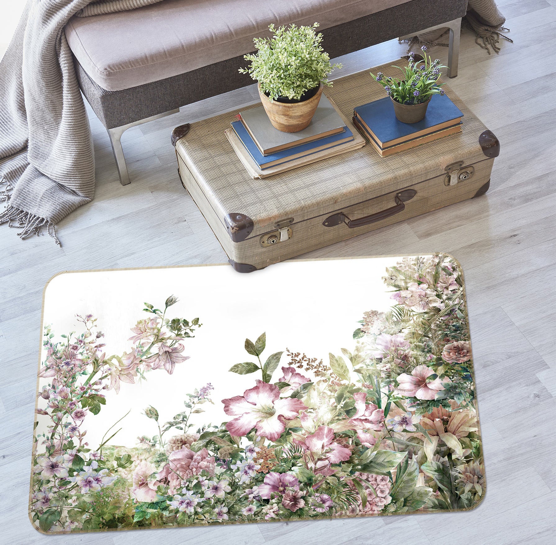 3D Flower Bush 37076 Non Slip Rug Mat