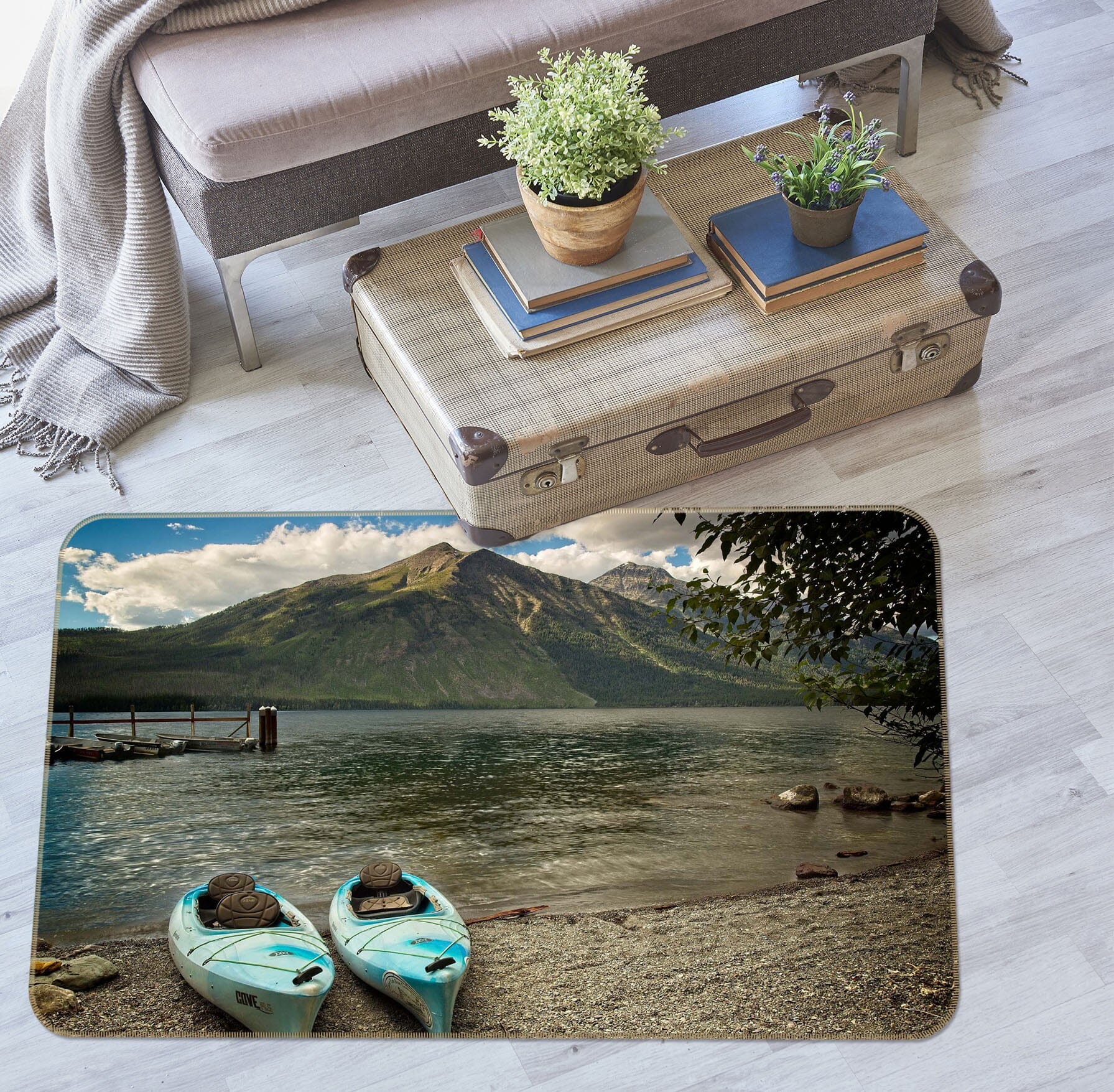 3D Lake Boat 1108 Kathy Barefield Rug Non Slip Rug Mat Mat AJ Creativity Home 
