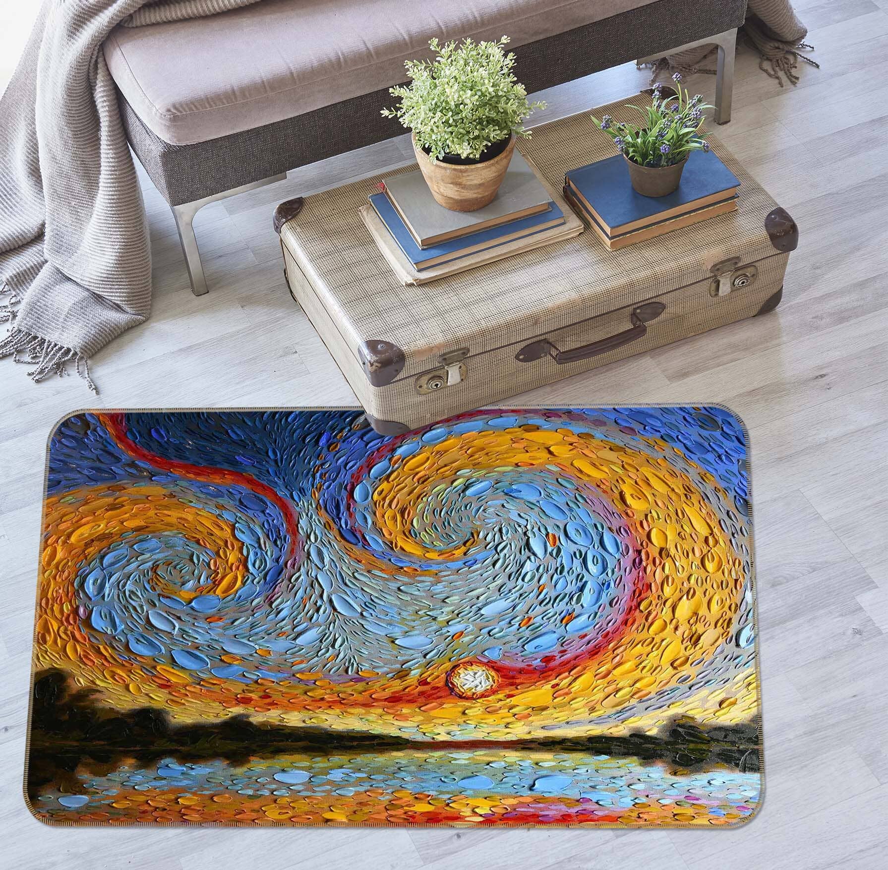 3D Shell Sunset 1012 Dena Tollefson Rug Non Slip Rug Mat Mat AJ Creativity Home 
