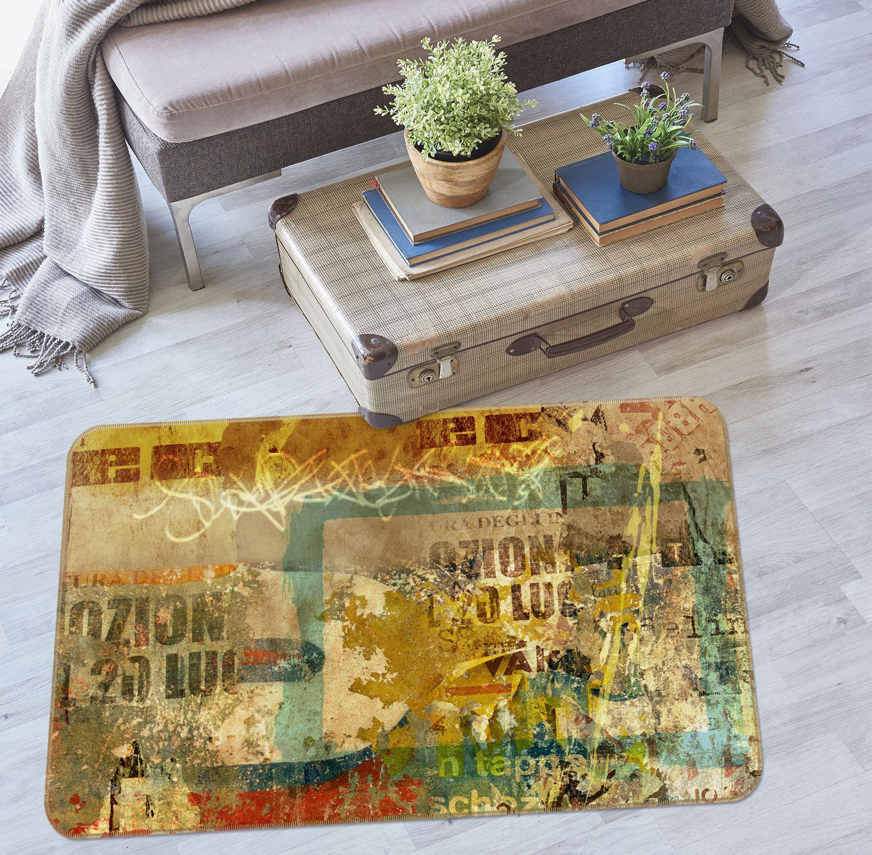 3D Letter Pattern 35221 Non Slip Rug Mat