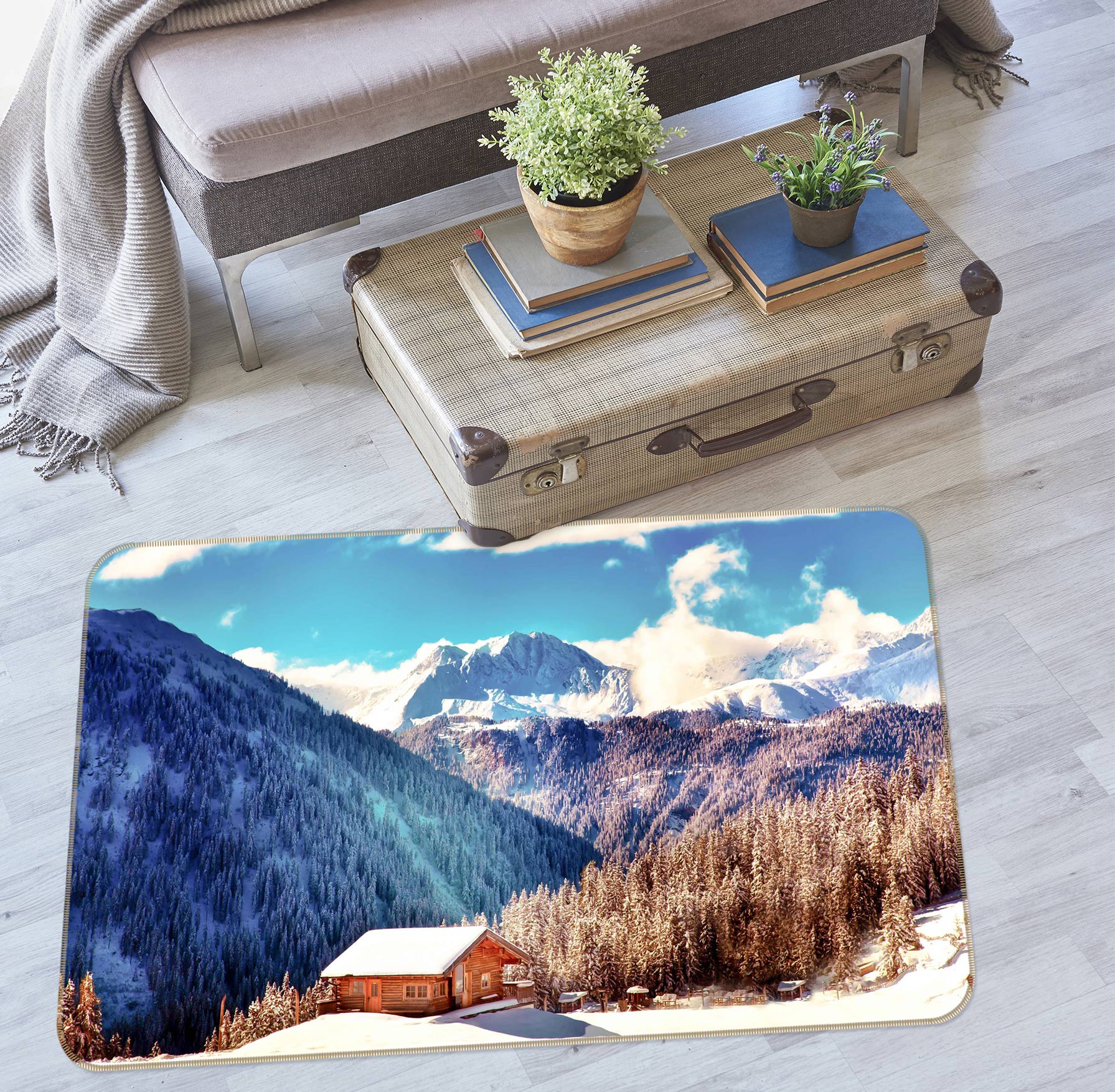 3D Snow Mountain 77214 Non Slip Rug Mat