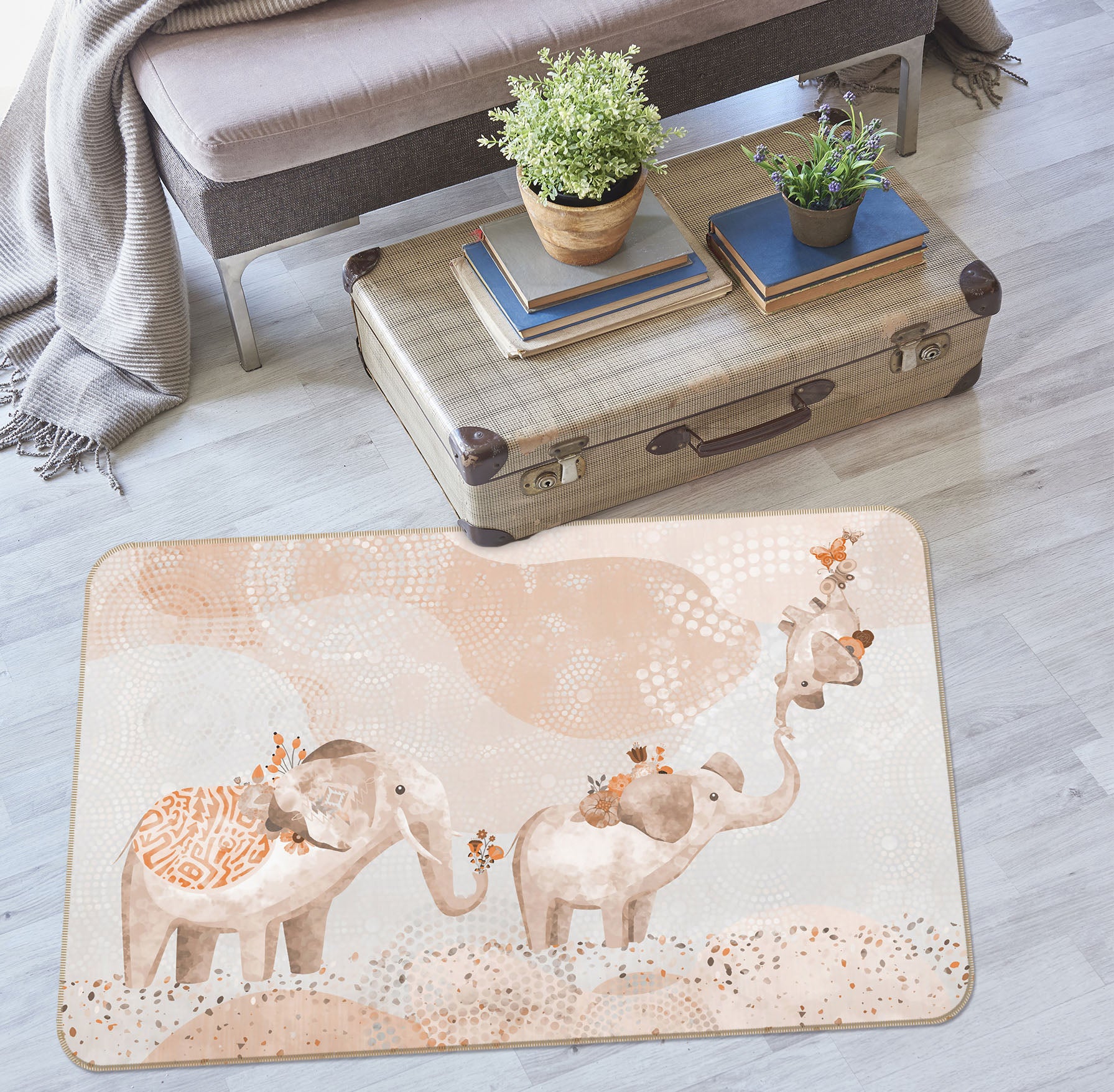 3D Elephant 34043 Non Slip Rug Mat