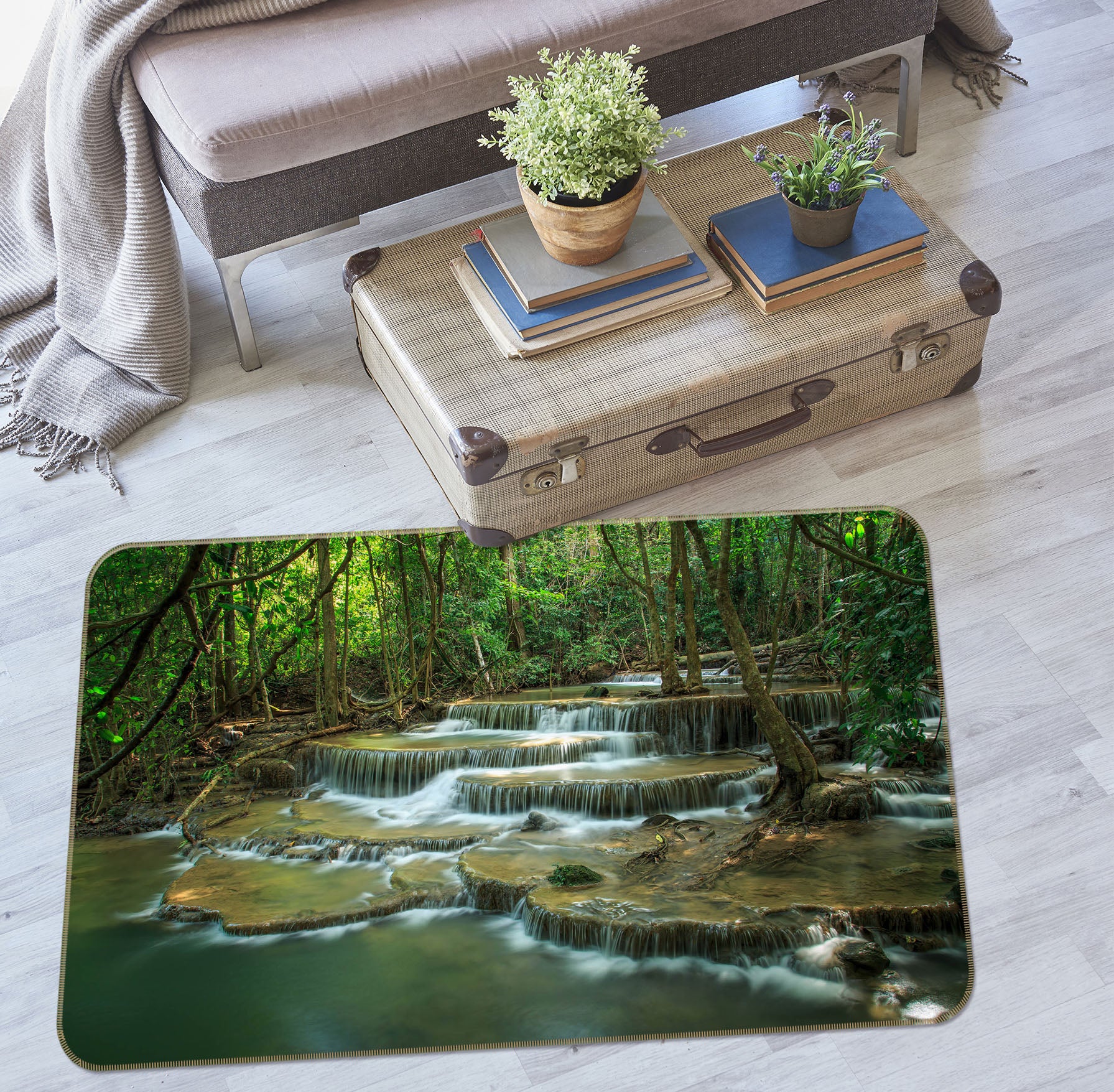 3D Jungle Water 34166 Non Slip Rug Mat