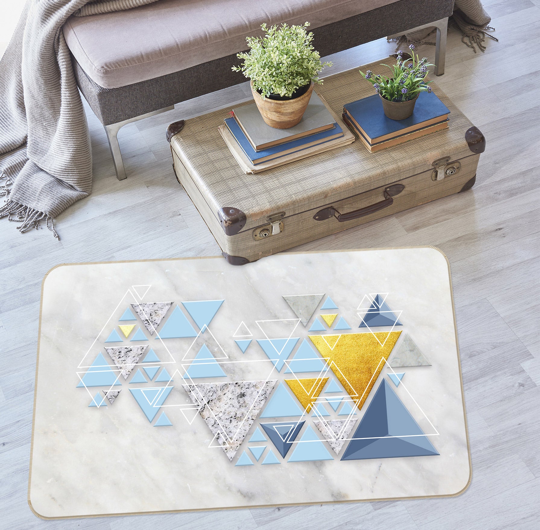 3D Triangle Pattern 77051 Non Slip Rug Mat