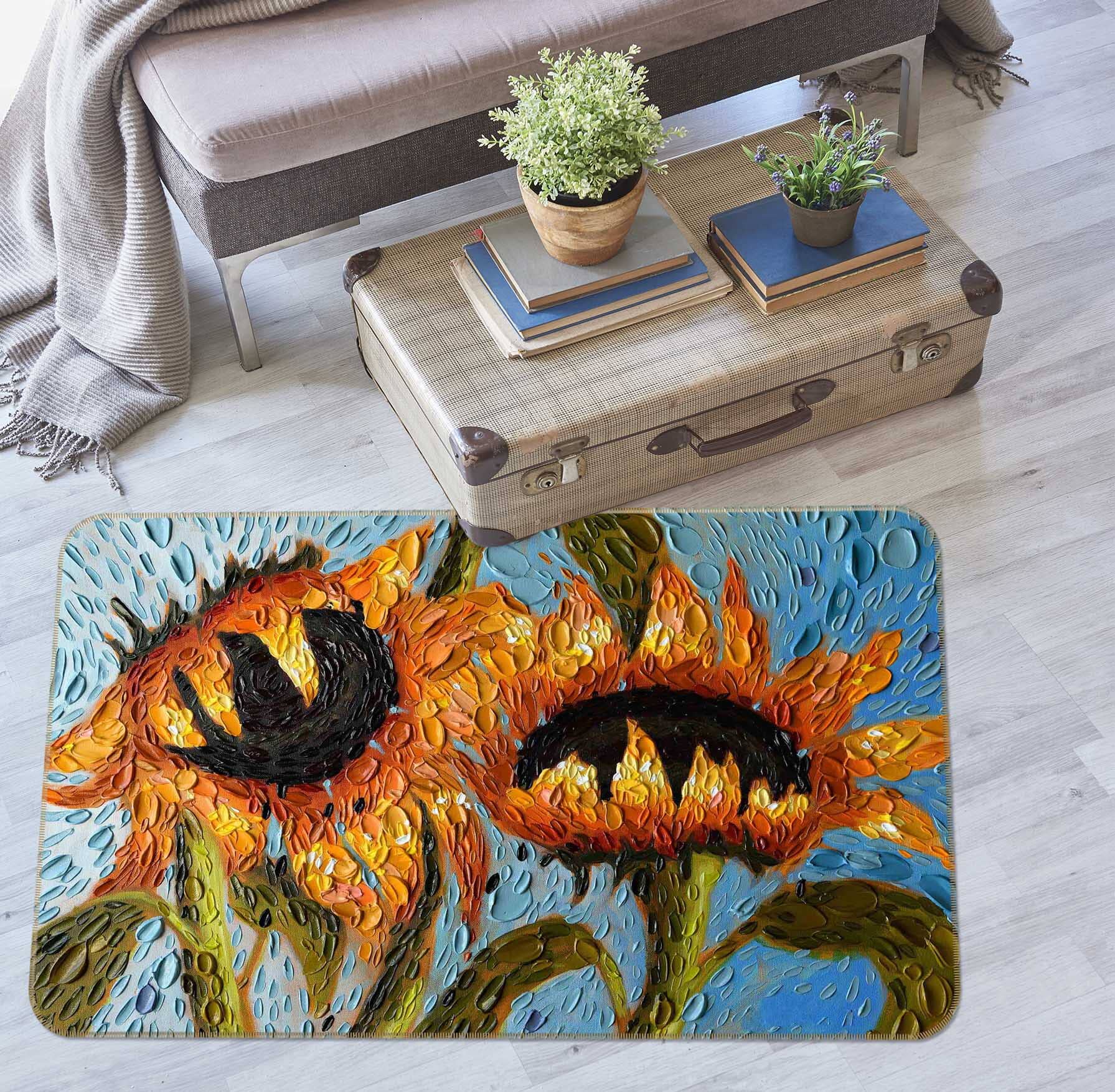 3D Serenity Sunflowers 1014 Dena Tollefson Rug Non Slip Rug Mat Mat AJ Creativity Home 