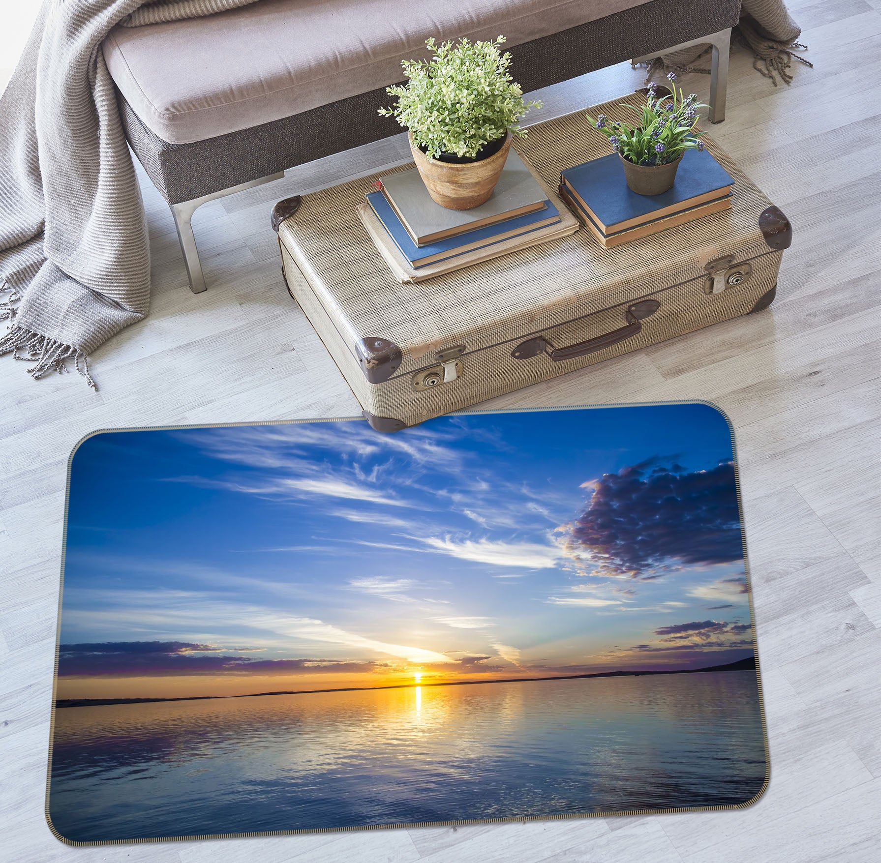 3D Water Surface Sky 29186 Non Slip Rug Mat