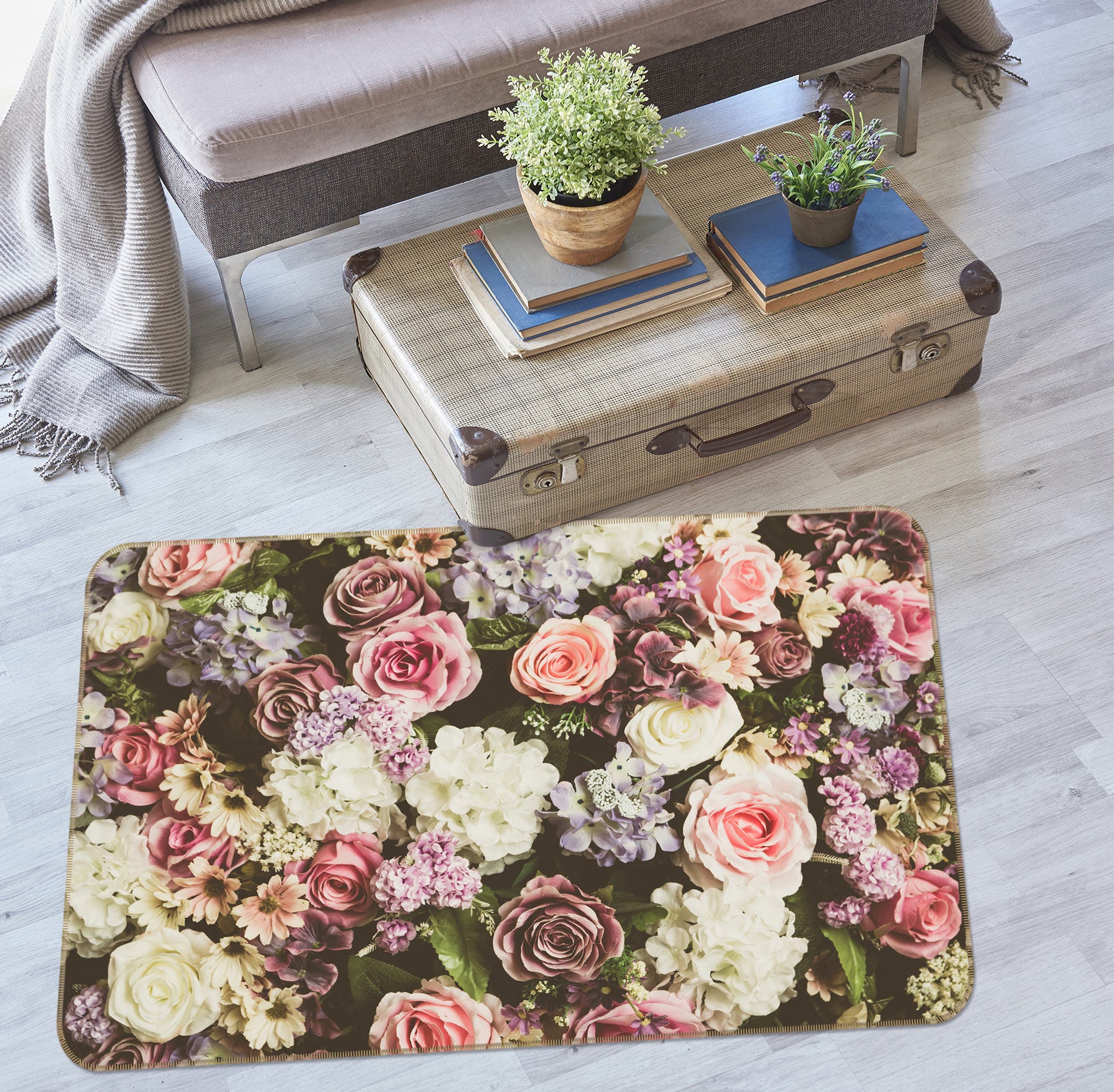 3D Flowers 37043 Non Slip Rug Mat