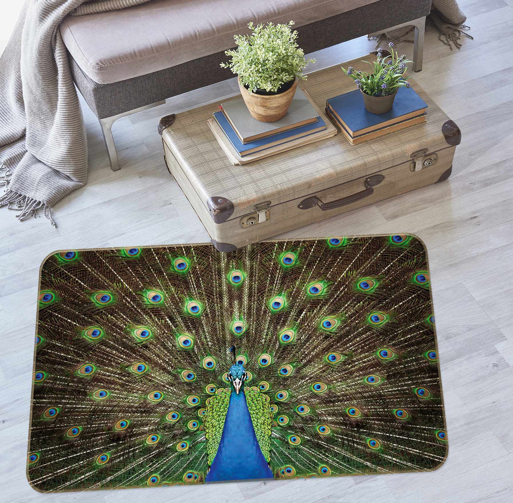 3D Peacock 30031 Non Slip Rug Mat