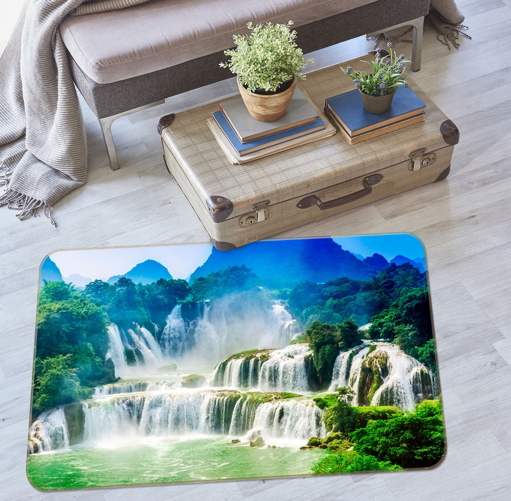 3D Mountain Waterfall 29161 Non Slip Rug Mat