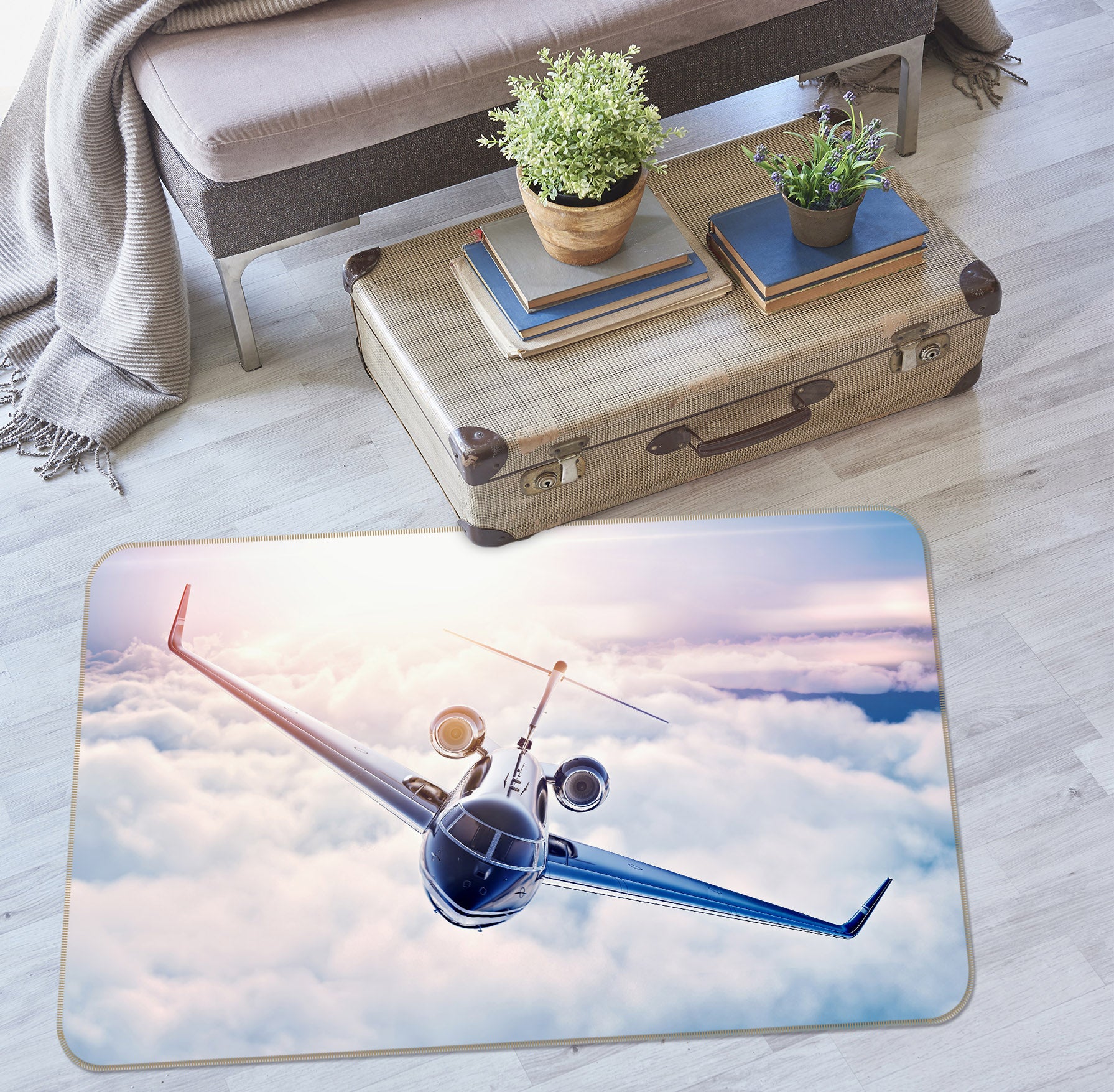 3D Clouds Aircraft 42073 Vehicle Non Slip Rug Mat