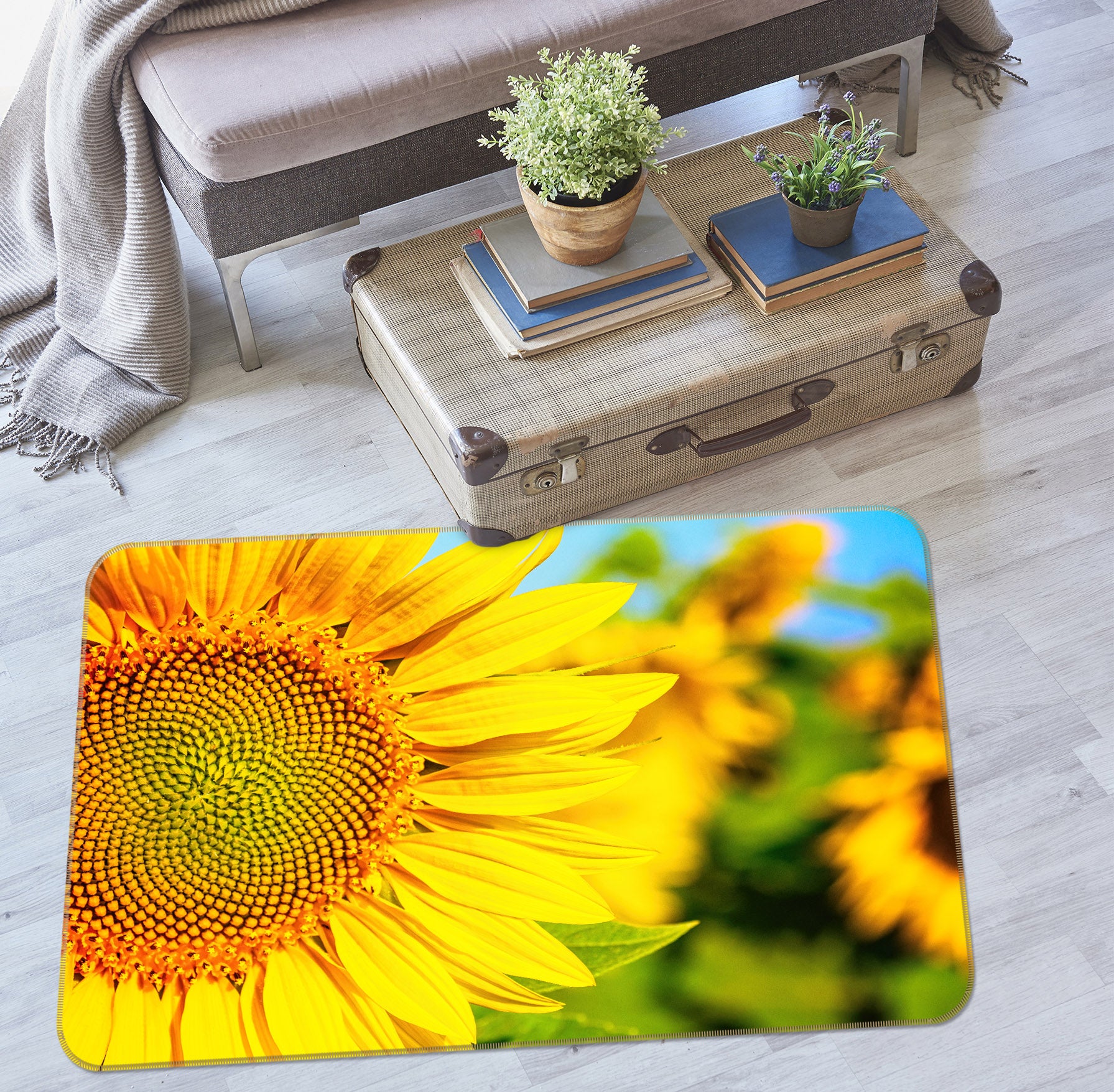 3D Sunflower Not 29157 Non Slip Rug Mat