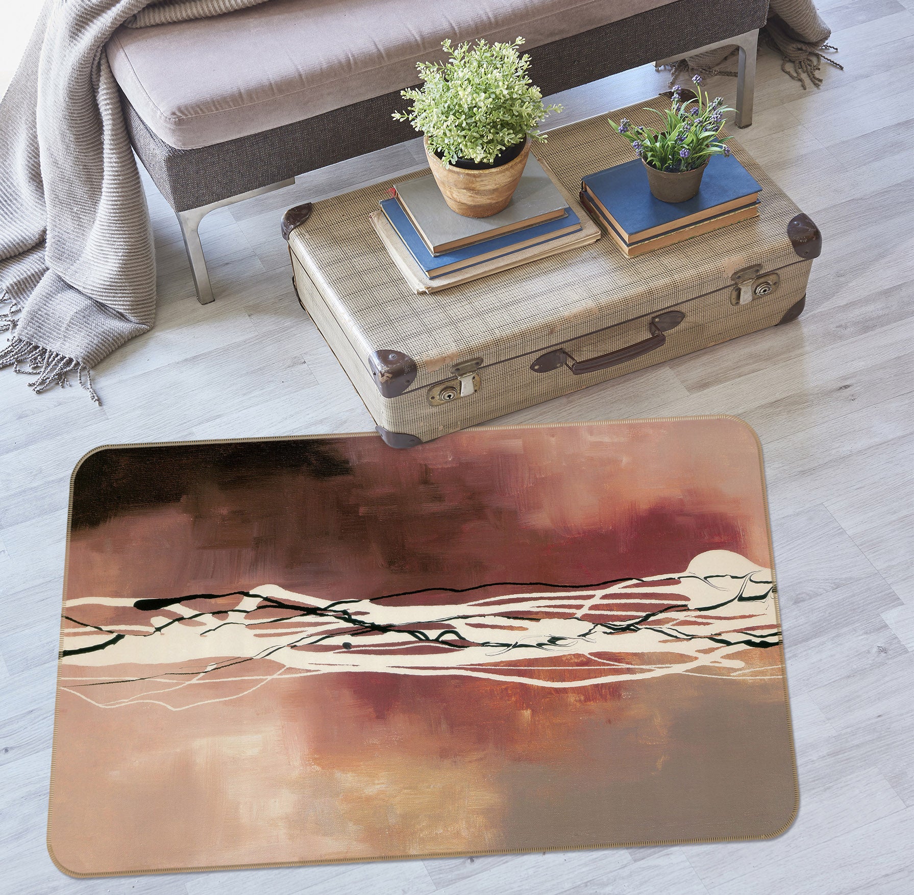 3D Brown Abstract Pattern 32044 Non Slip Rug Mat
