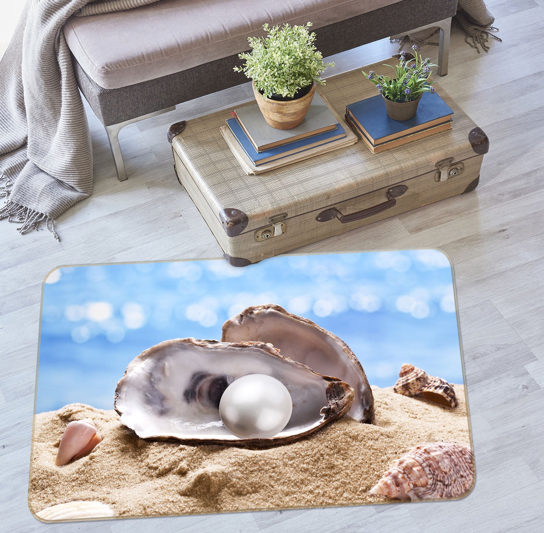 3D Shell Pearl 65077 Non Slip Rug Mat