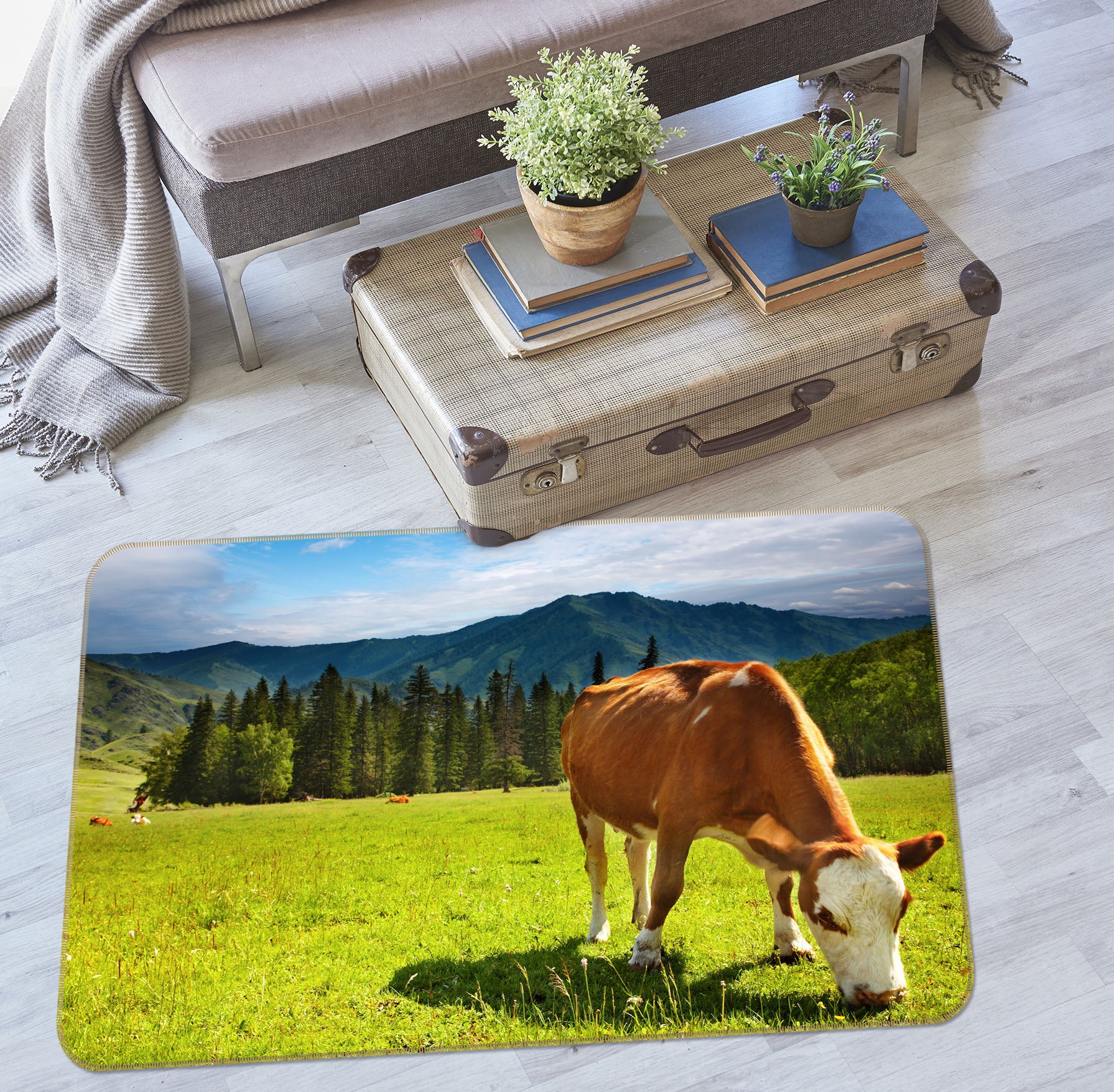 3D Grass Cattle 68193 Animal Non Slip Rug Mat