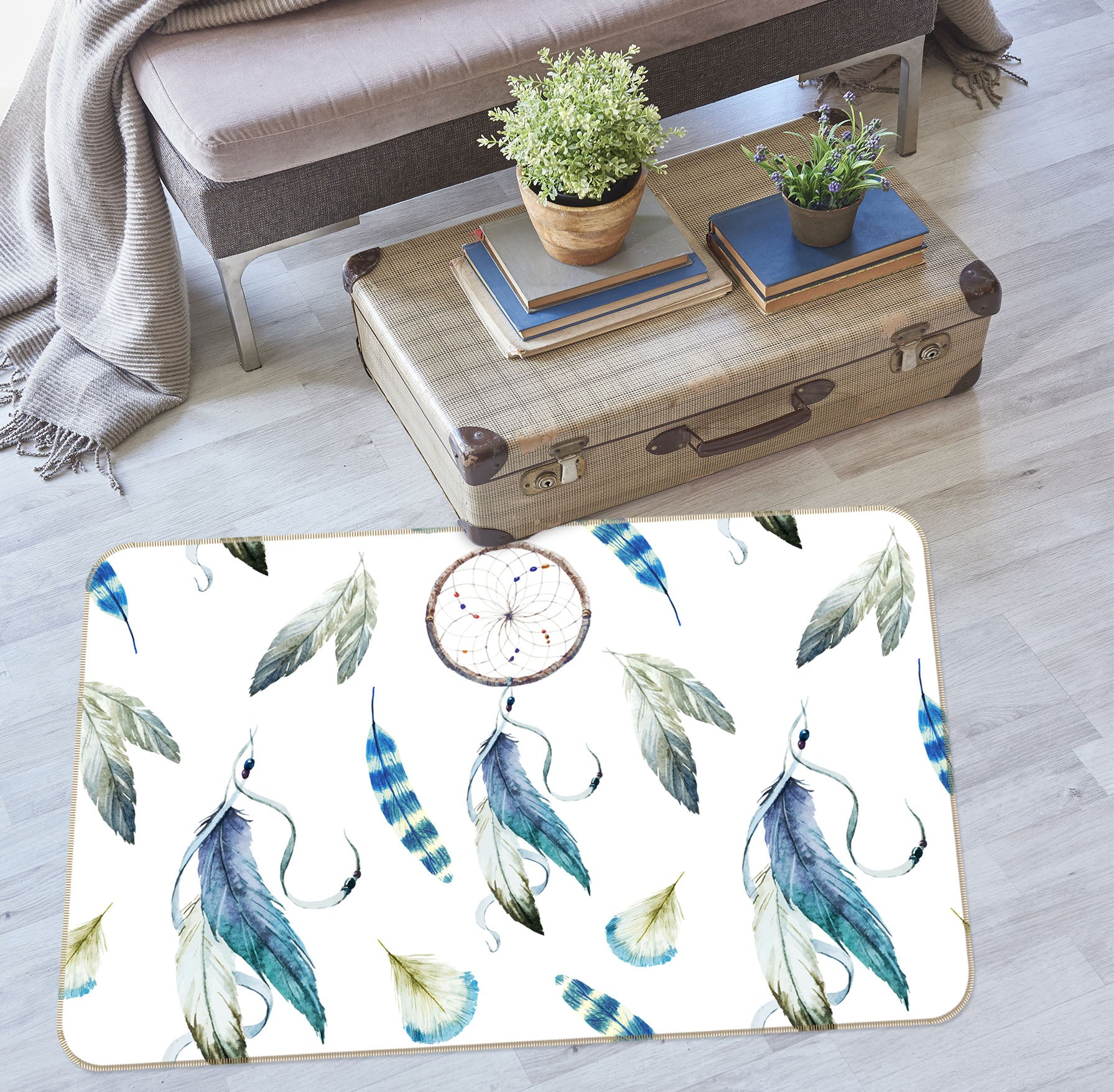 3D Feather 35058 Non Slip Rug Mat