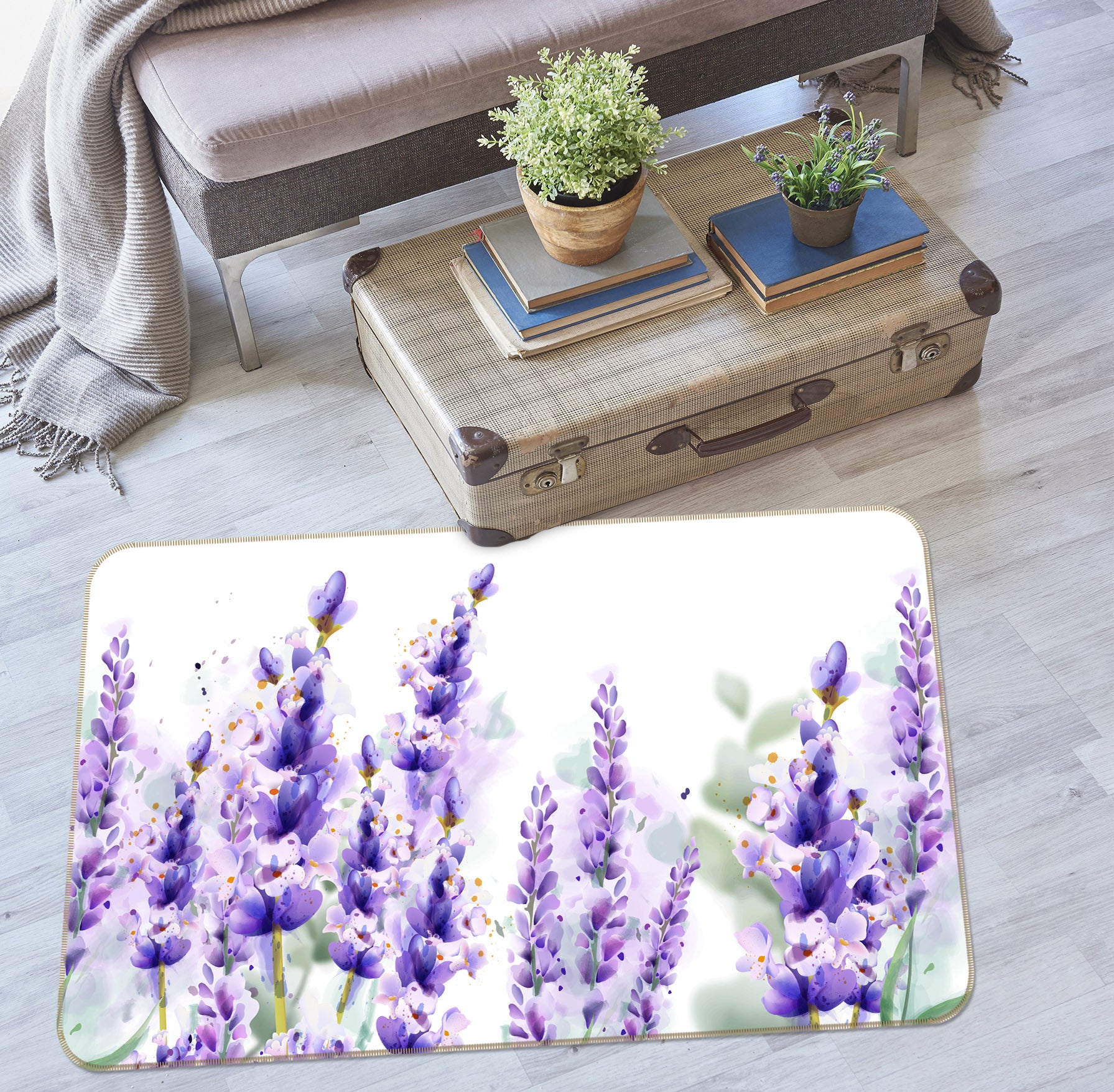 3D Purple Flower 30189 Non Slip Rug Mat