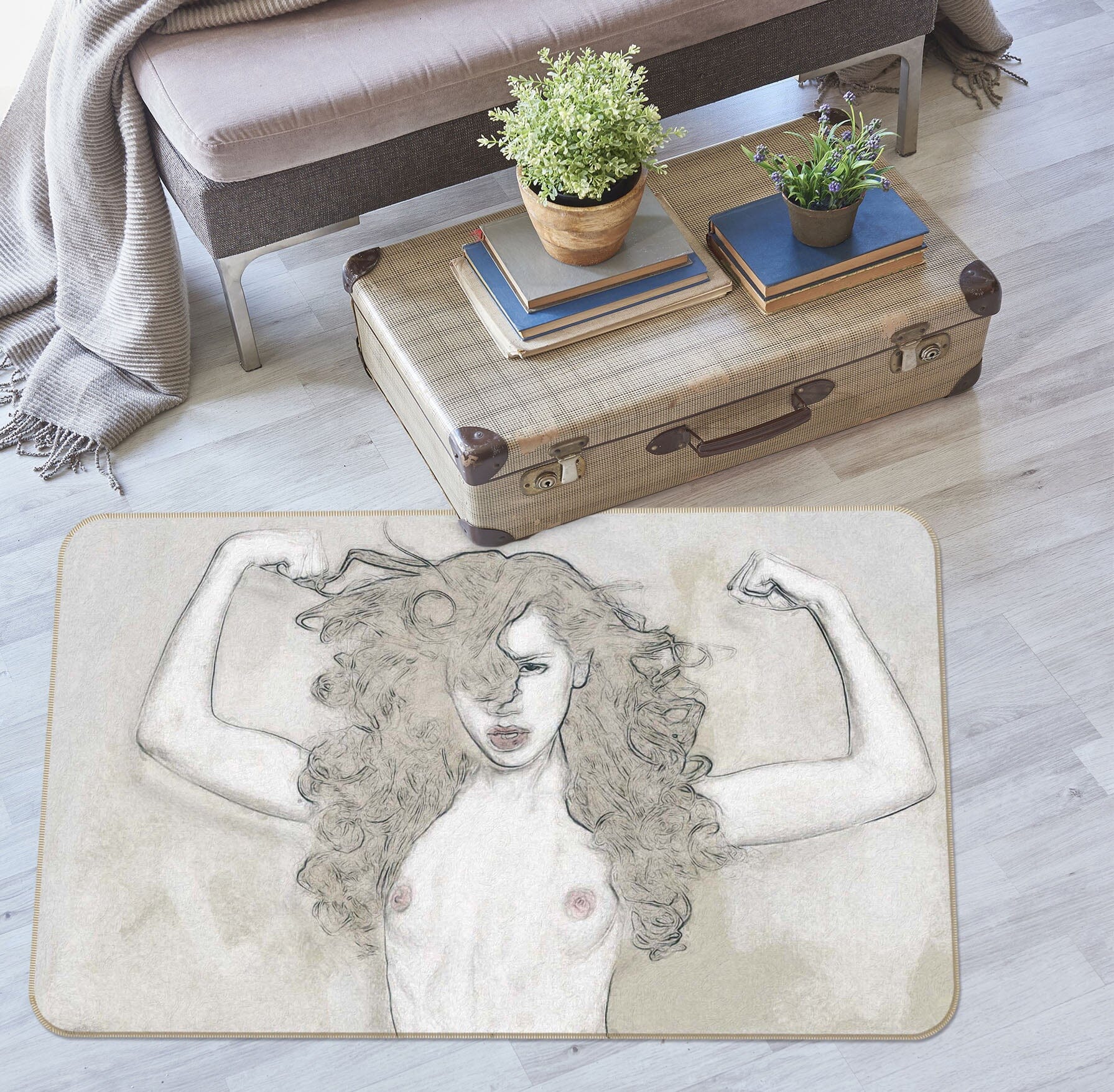 3D Long Haired Girl 1005 Marco Cavazzana Rug Non Slip Rug Mat Mat AJ Creativity Home 