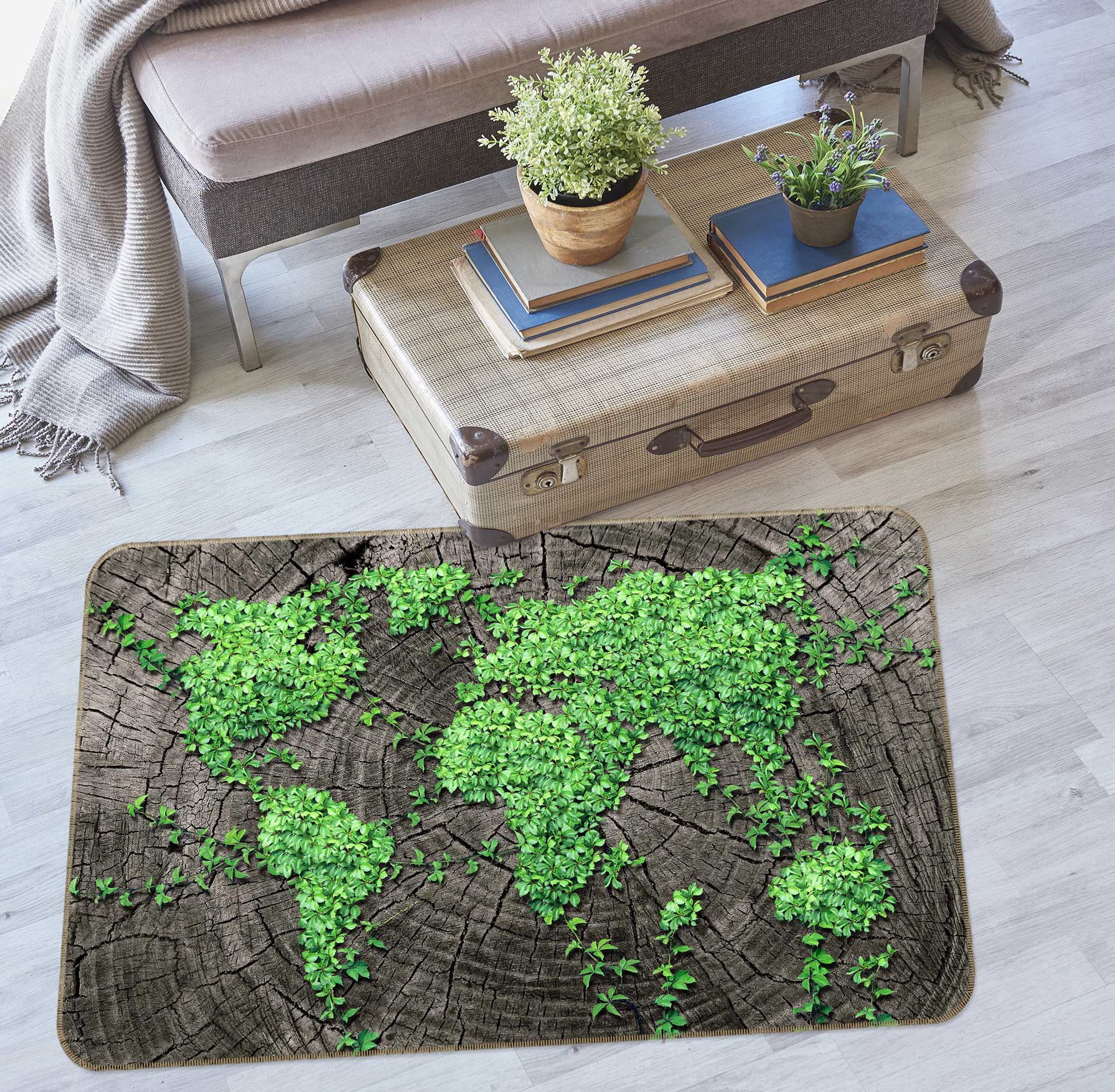3D Leaf Map 77006 Non Slip Rug Mat