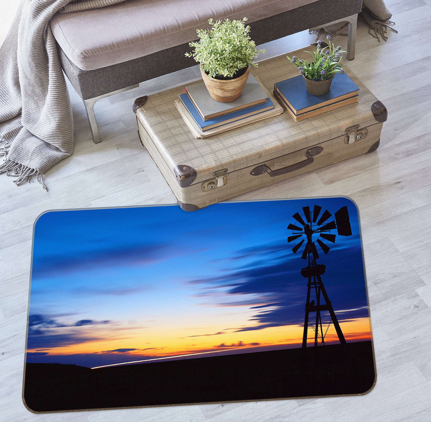 3D Sunset Glow 75259 Non Slip Rug Mat