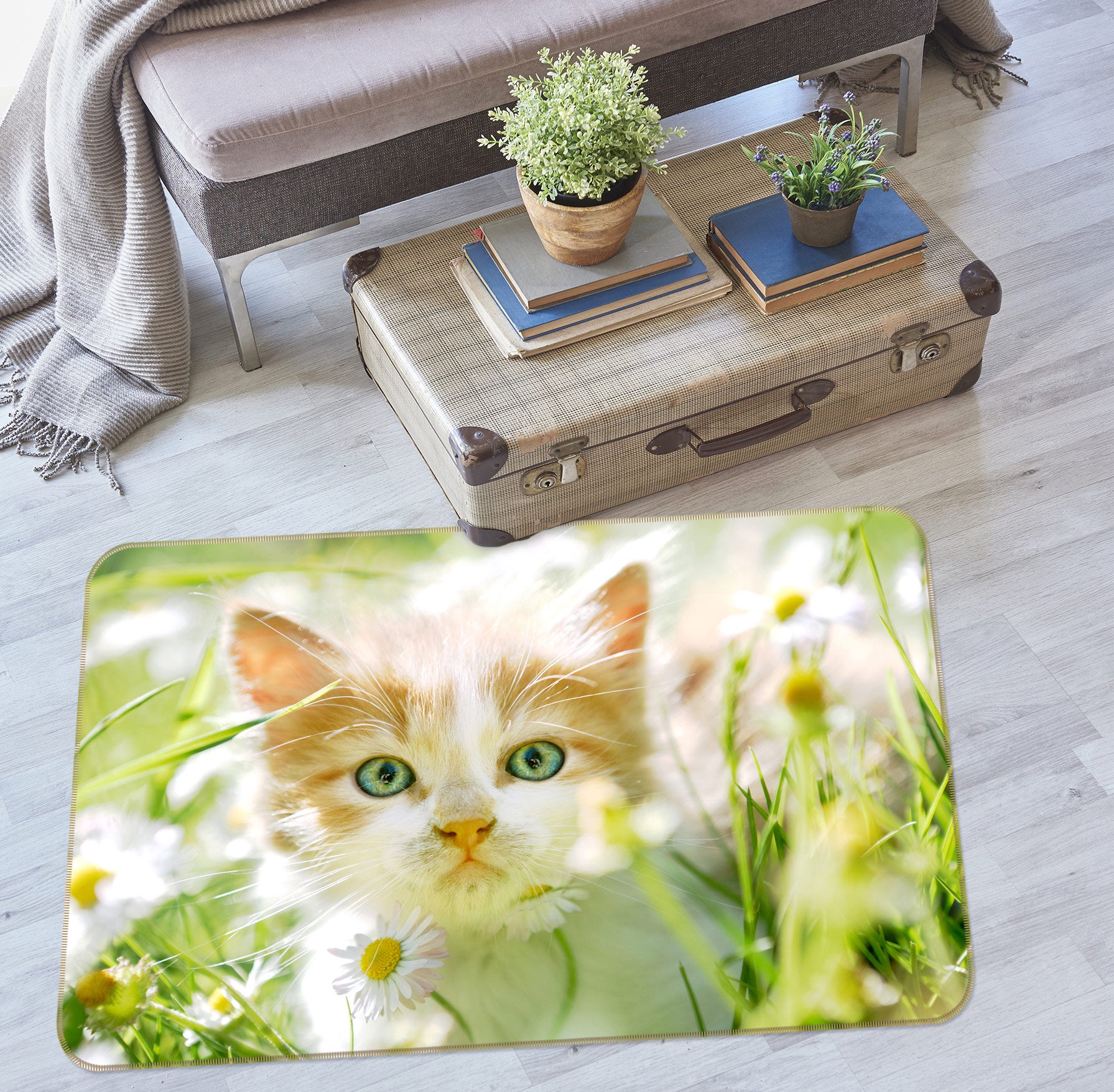 3D Flower Kitten 37094 Non Slip Rug Mat