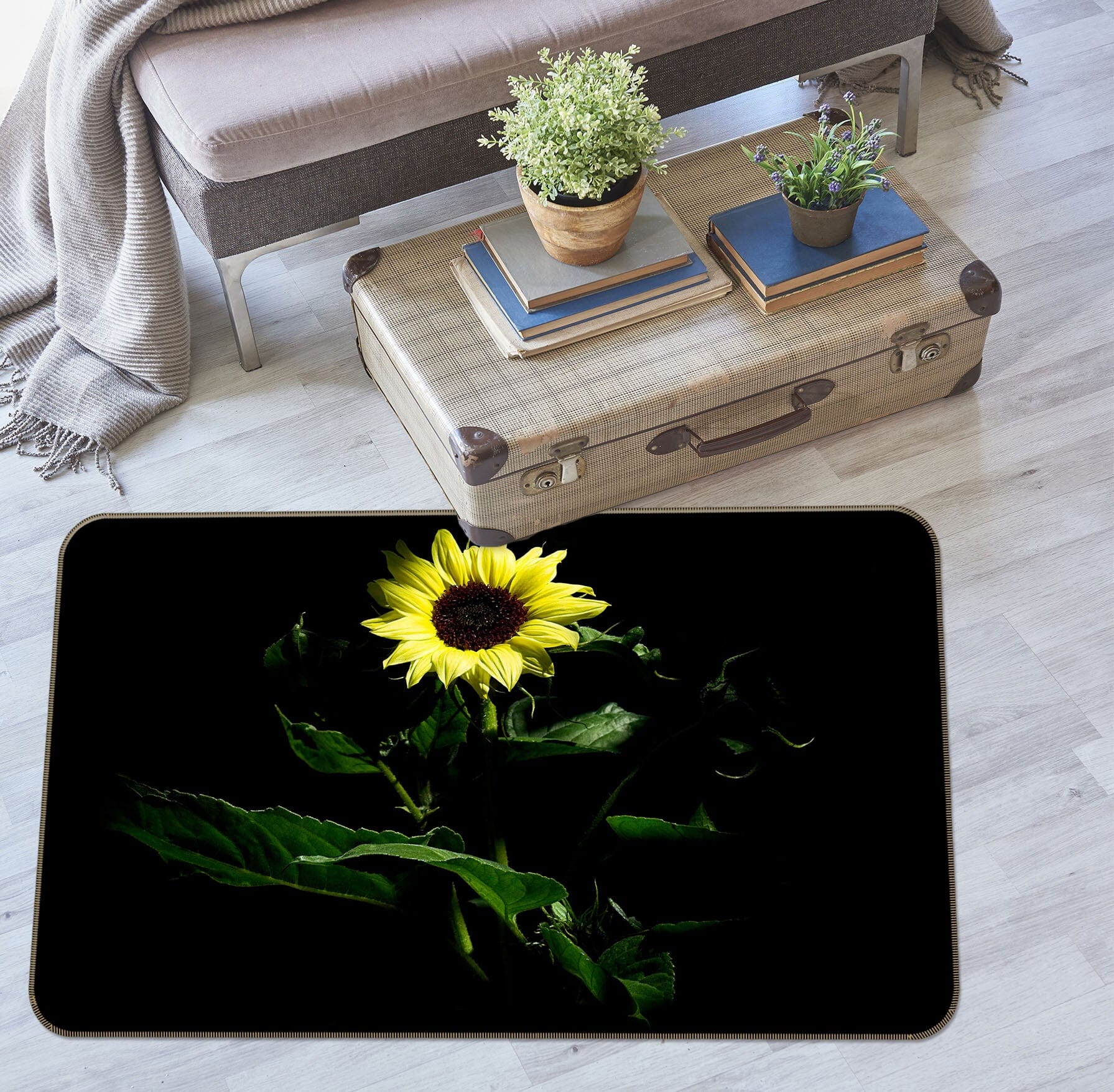 3D Sunflower 1124 Kathy Barefield Rug Non Slip Rug Mat Mat AJ Creativity Home 
