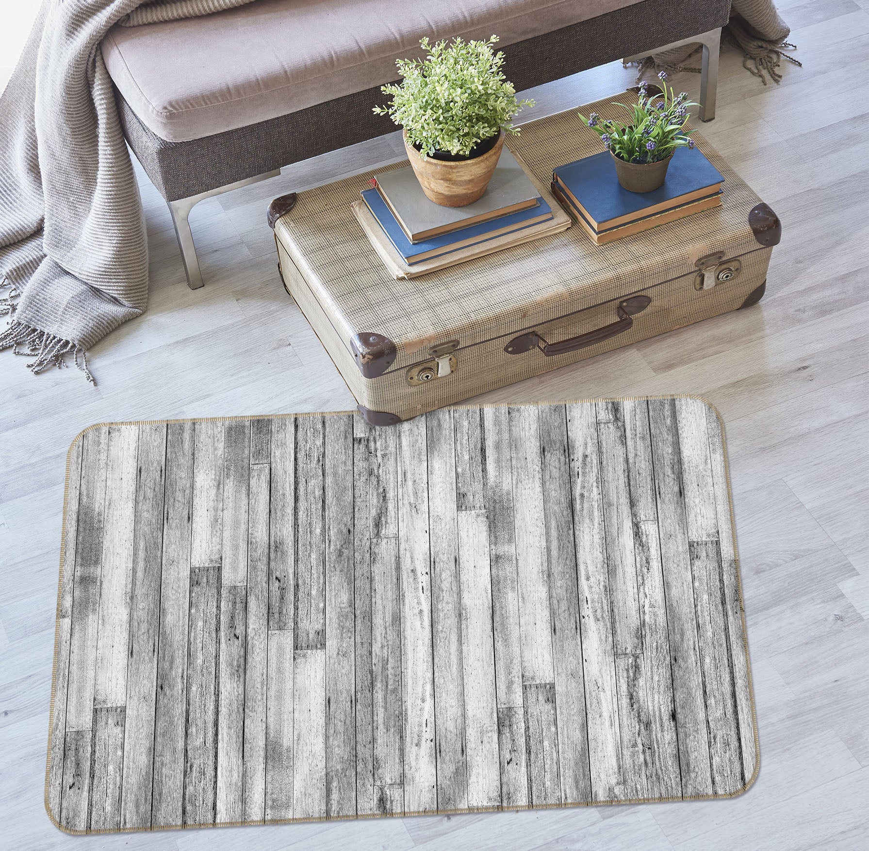 3D Ash Planks 31033 Non Slip Rug Mat