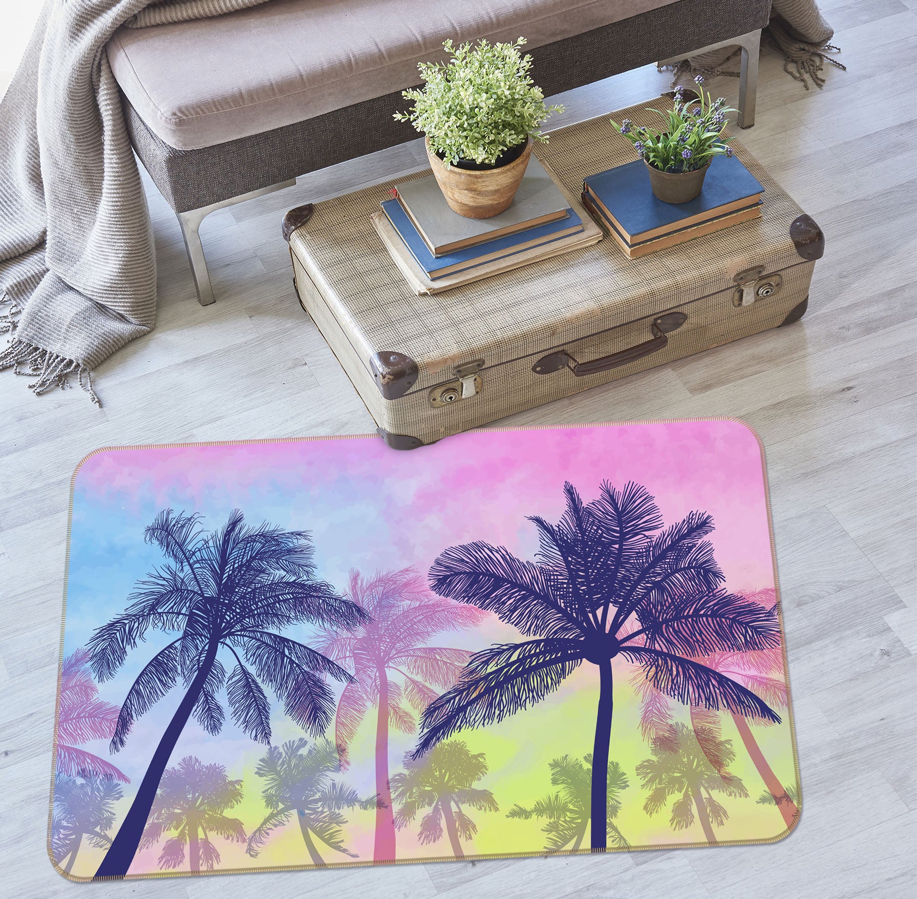 3D Coconut Tree 29207 Non Slip Rug Mat