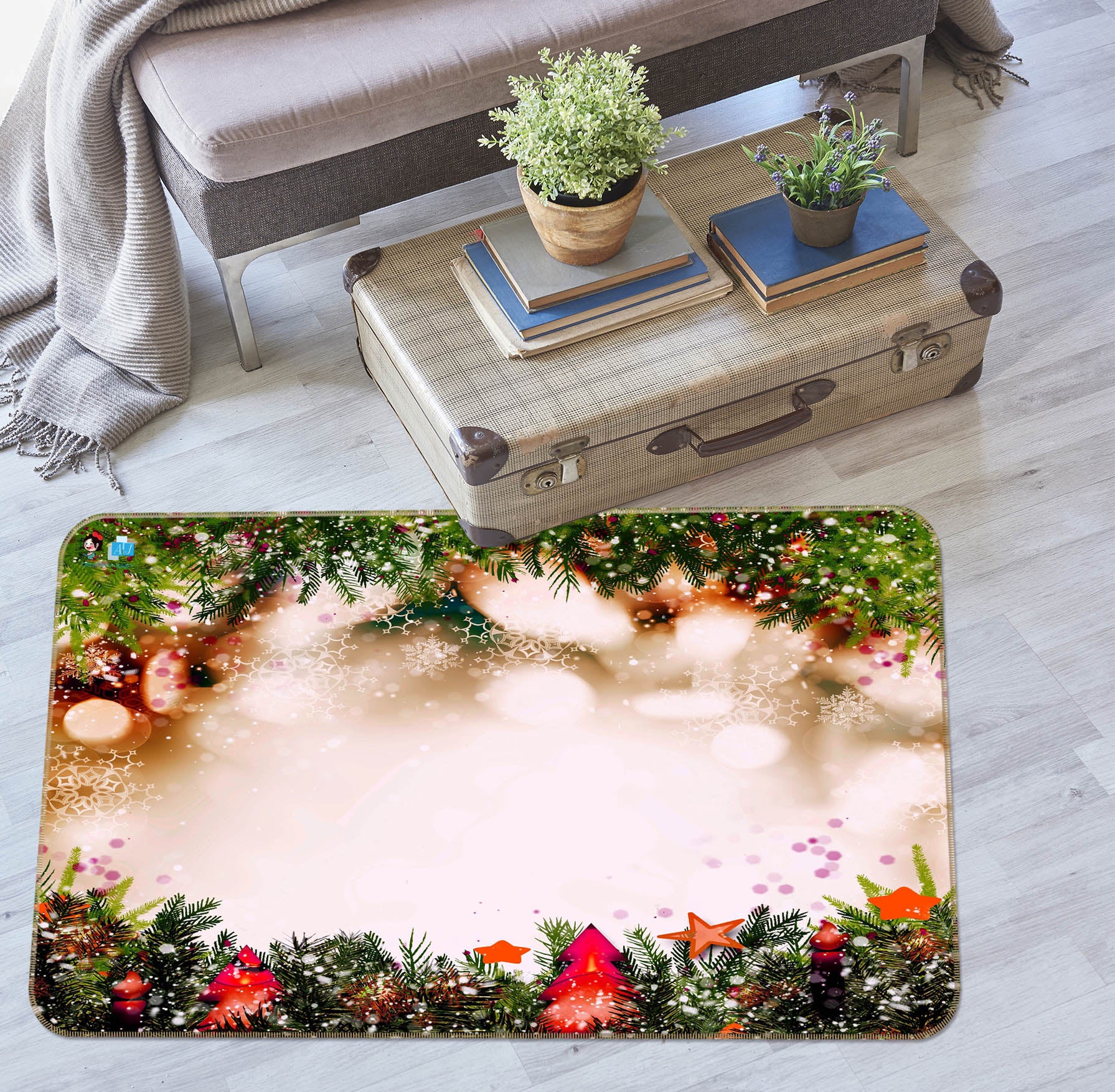 3D Branches 55076 Christmas Non Slip Rug Mat Xmas