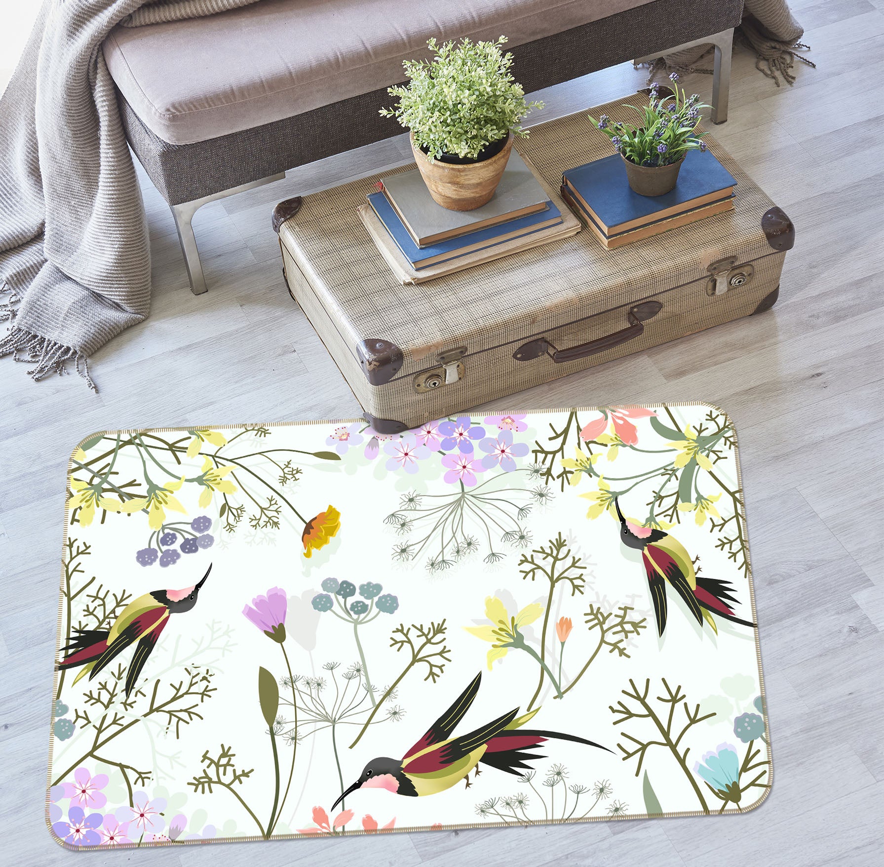 3D Bird Flower 30150 Non Slip Rug Mat